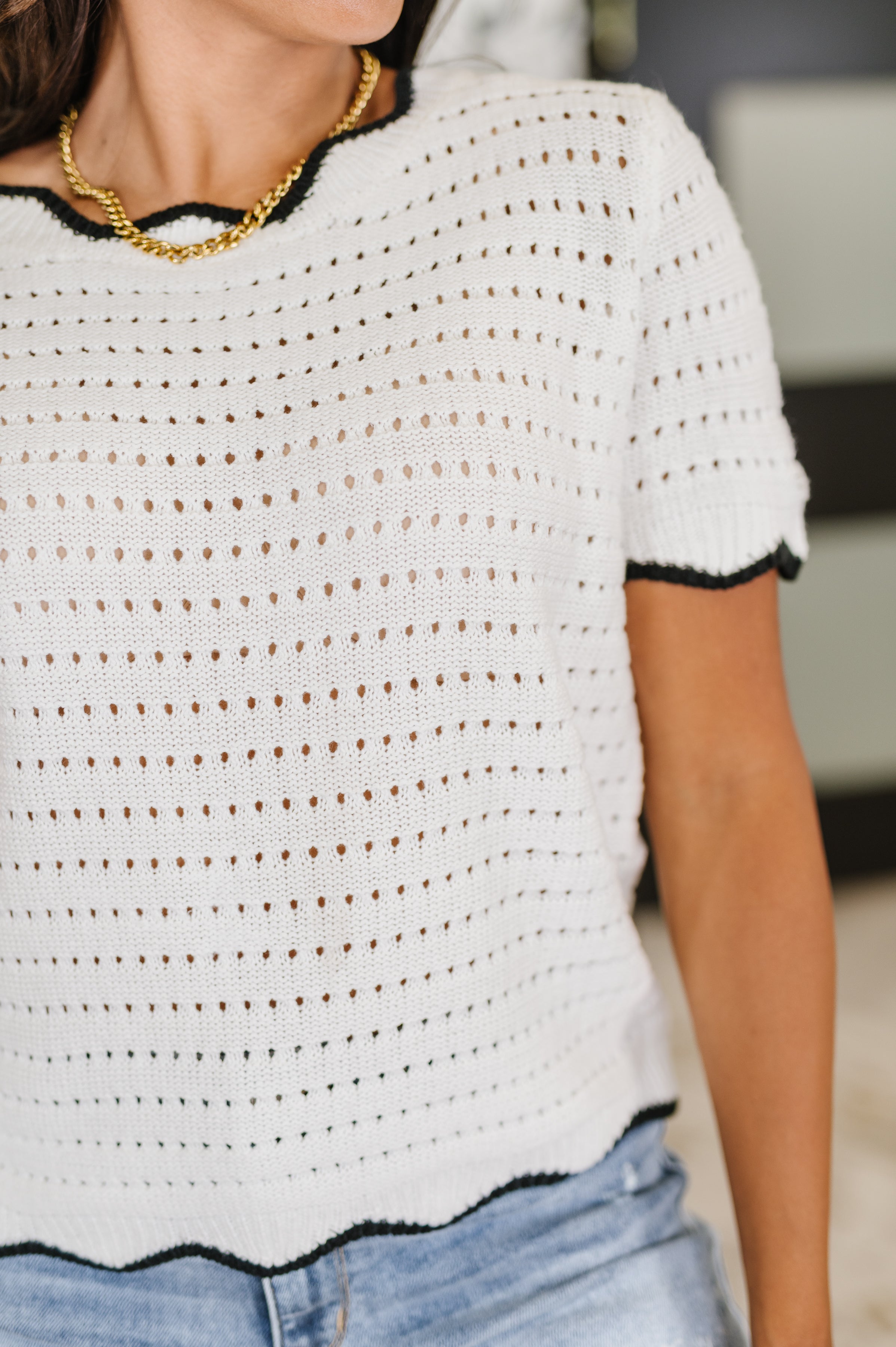 White Birch Pinkies Up Knit Top in White Womens