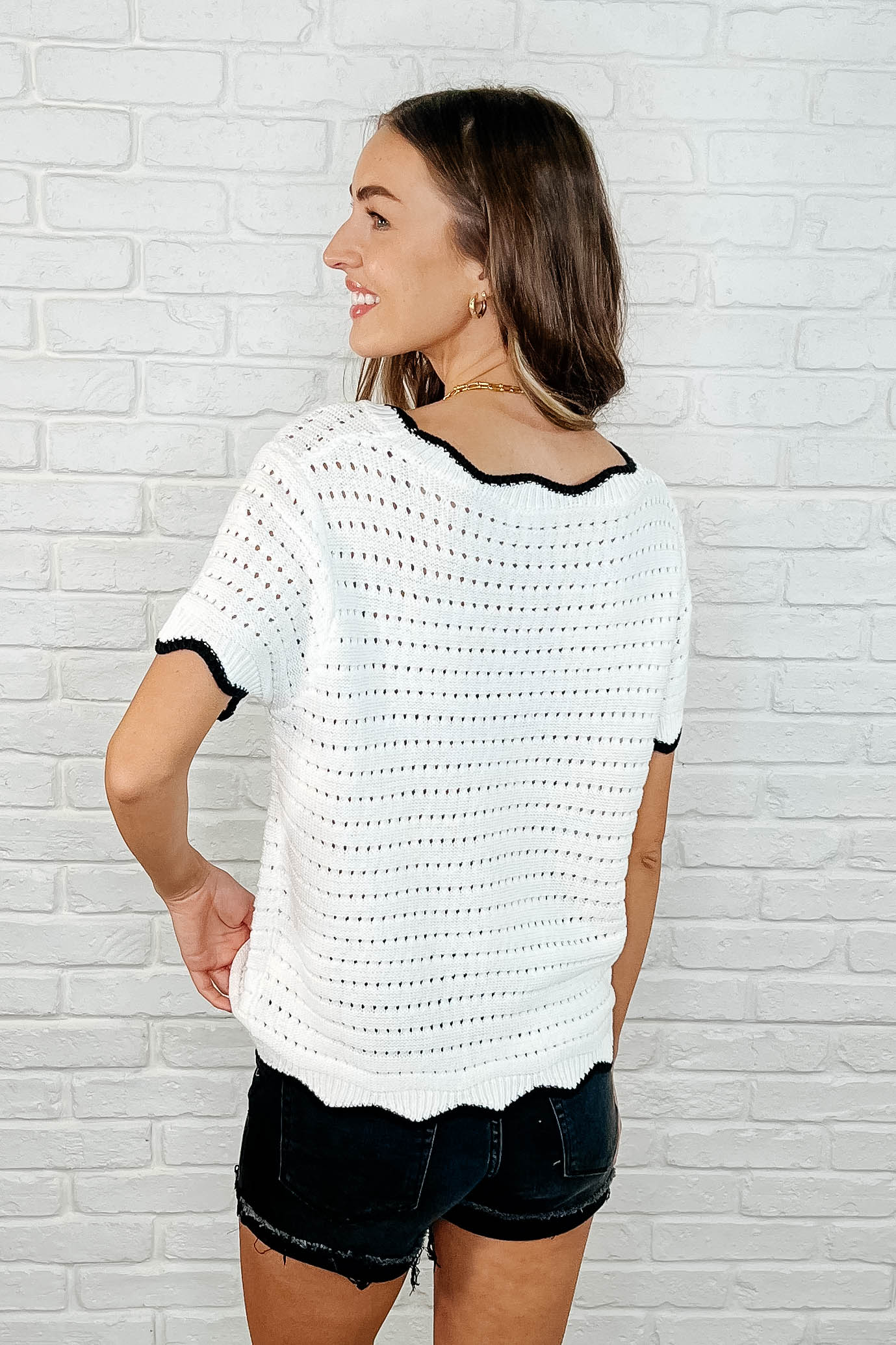 White Birch Pinkies Up Knit Top in White Womens