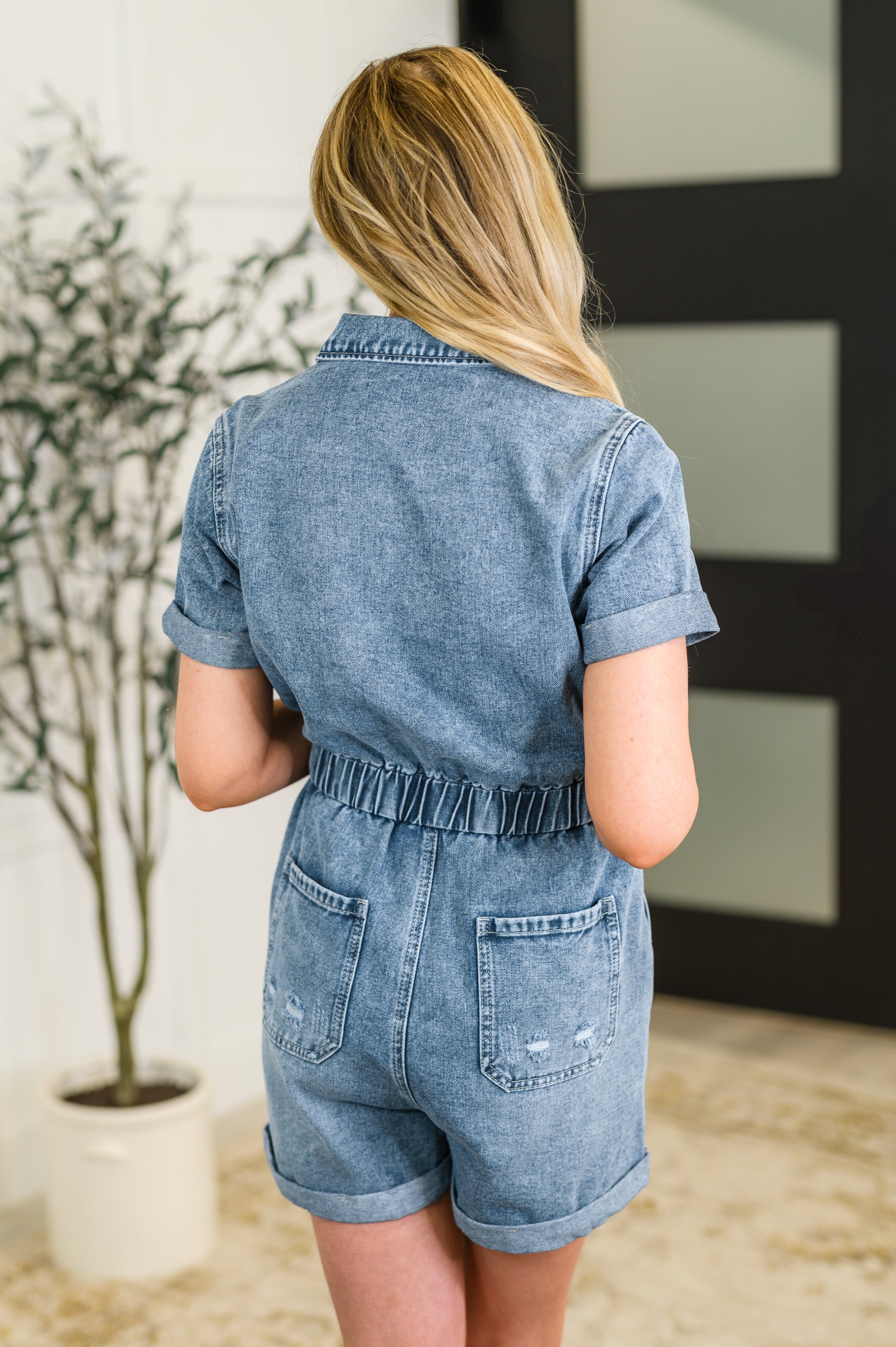 One Eleven North Pleasant and Relevant Denim Romper Womens