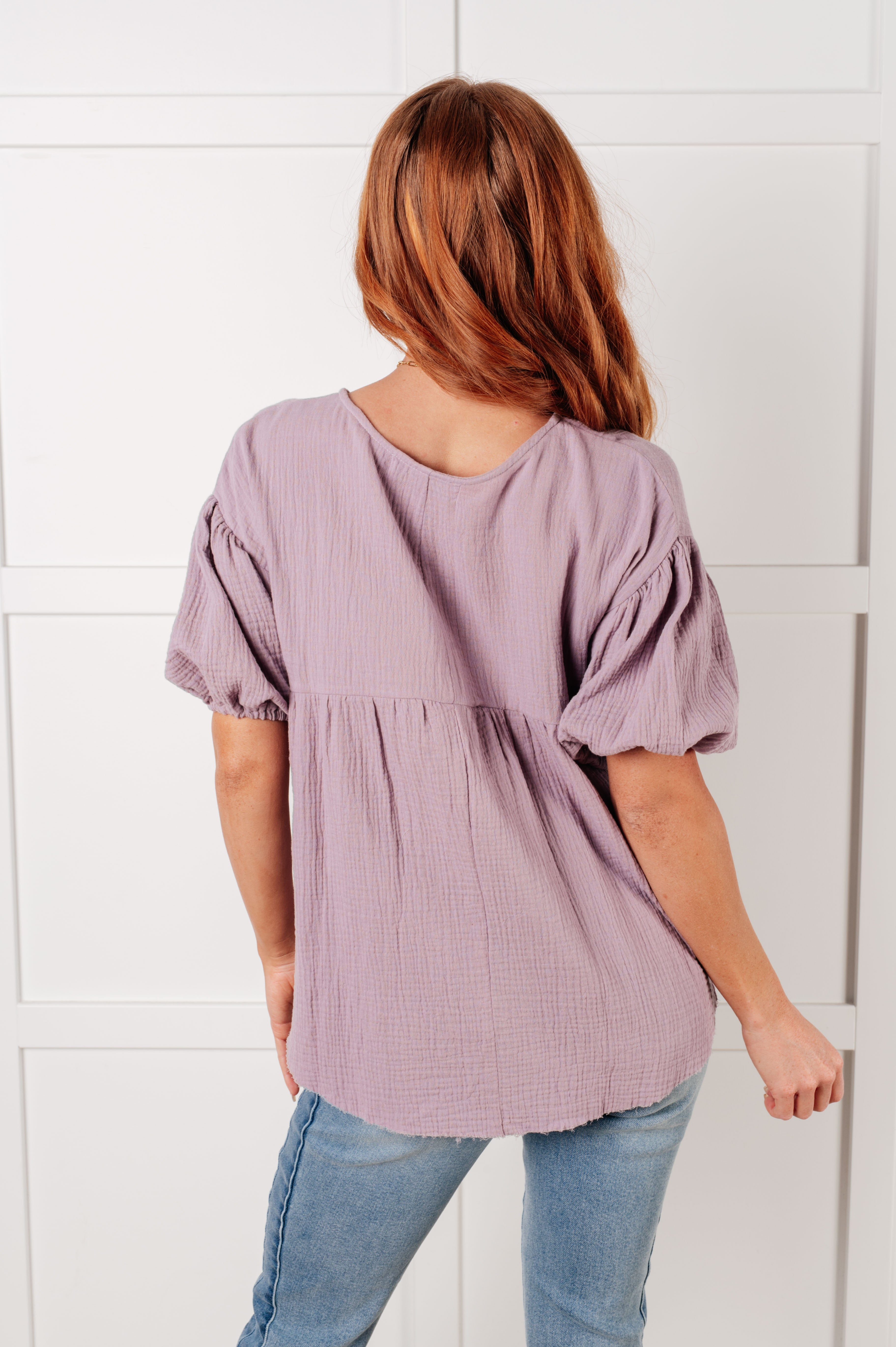 One Eleven North Pleasantly Perfect Bubble Sleeve Peasant Blouse Blouses