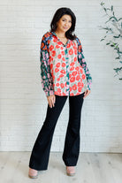 One Eleven North Presupposed Ideas Mixed Print Button Up Blouse Blouses