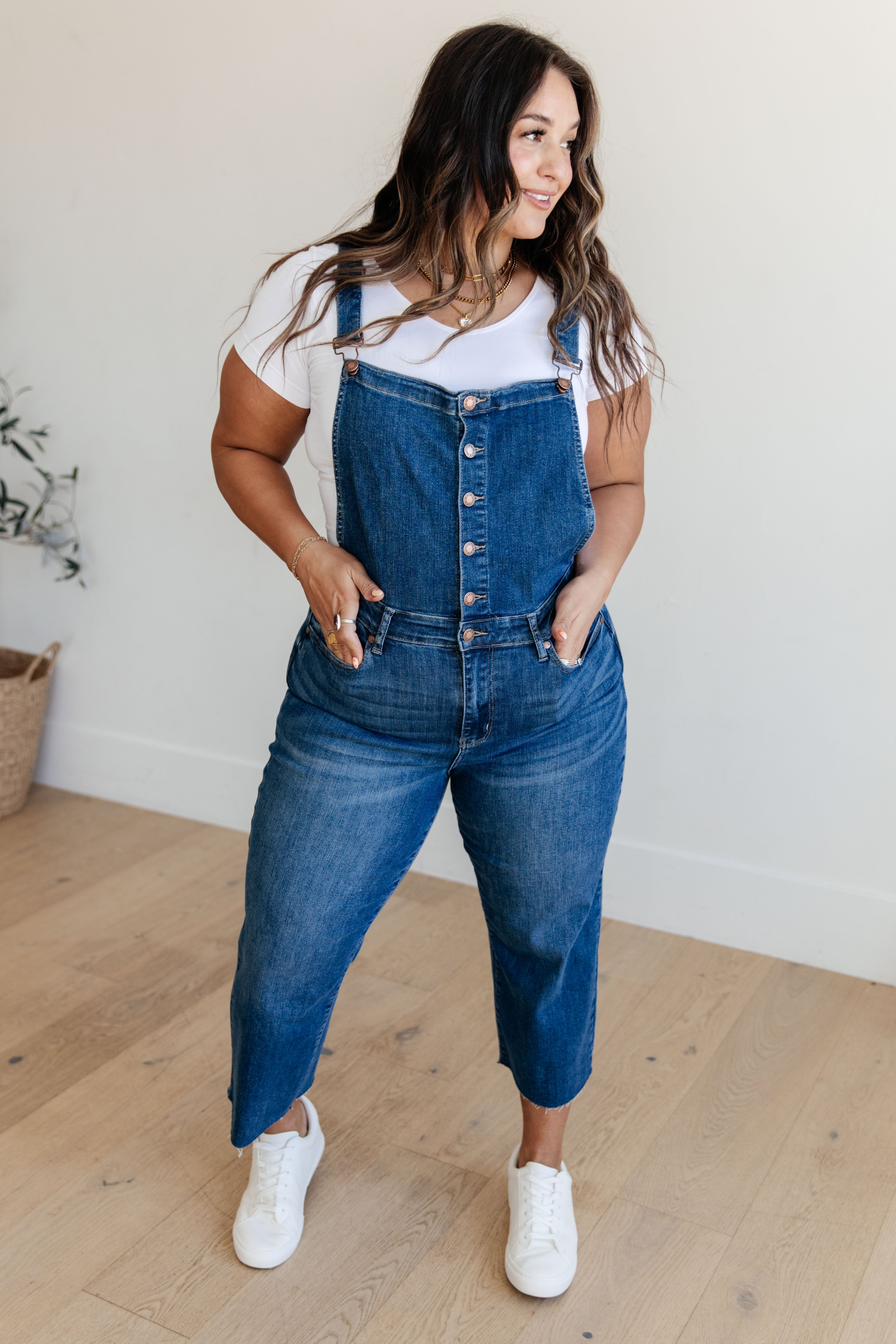 Judy Blue Priscilla High Rise Crop Wide Leg Denim Overalls Jeans