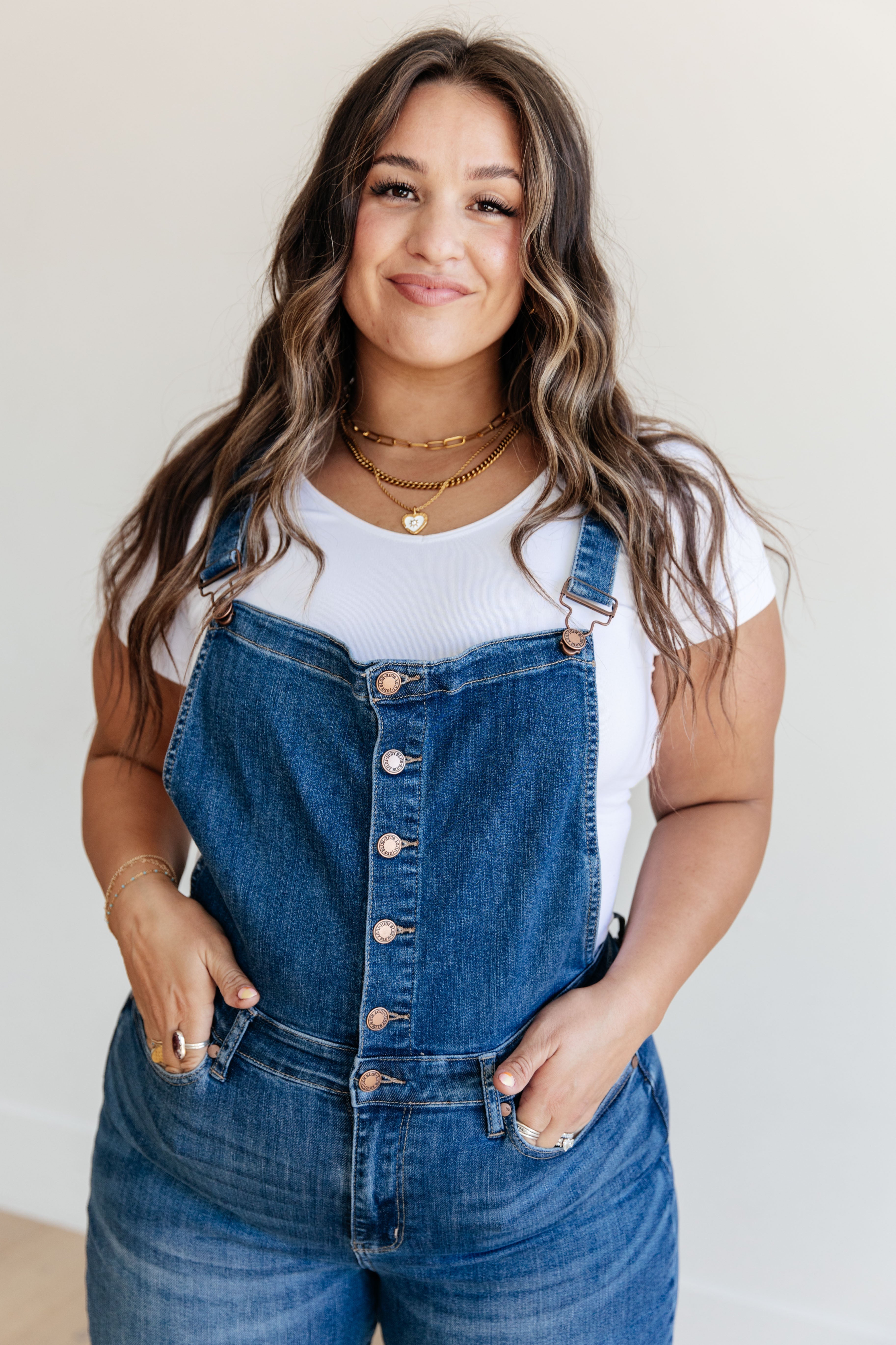 Judy Blue Priscilla High Rise Crop Wide Leg Denim Overalls Jeans