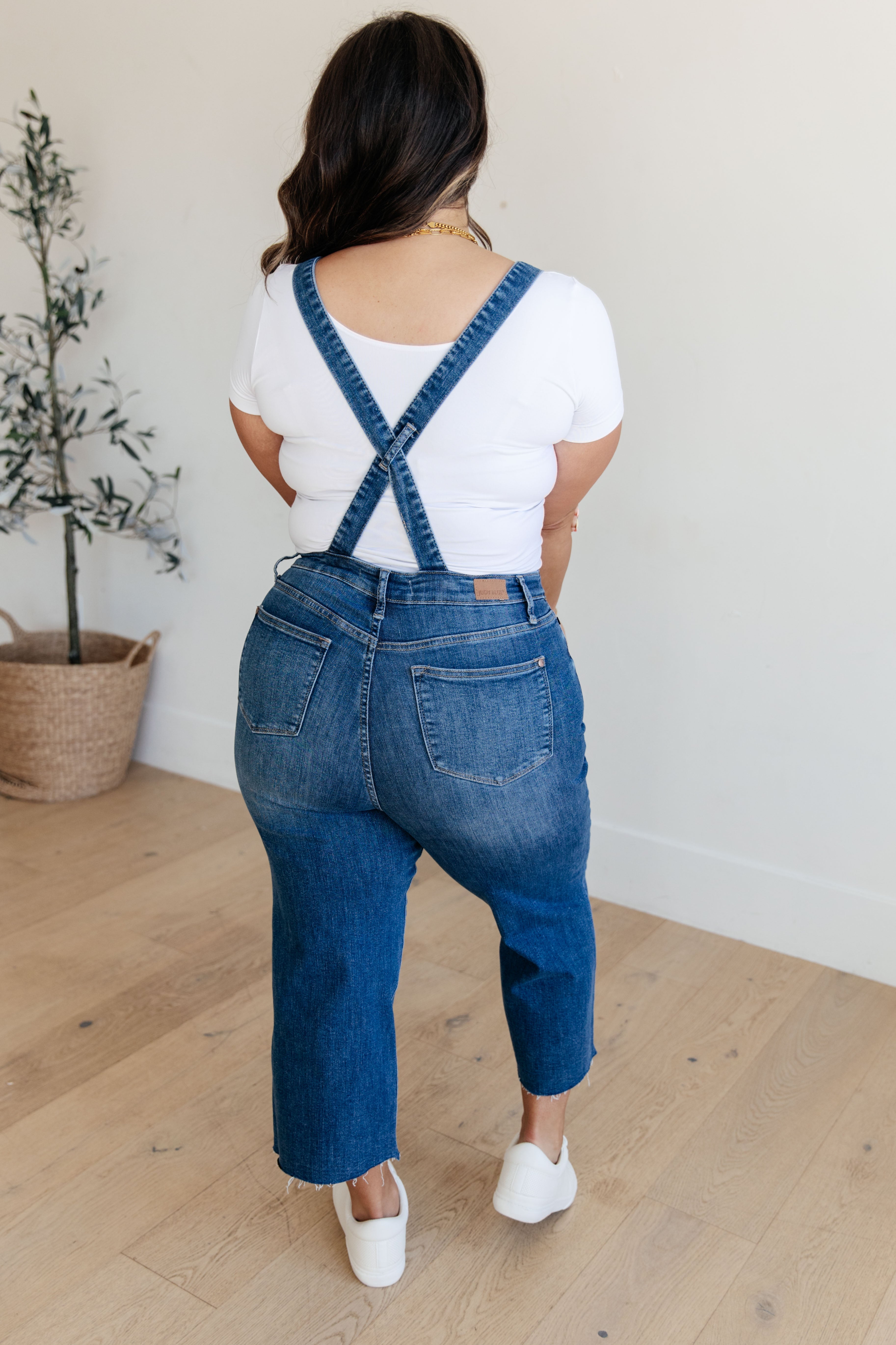 Judy Blue Priscilla High Rise Crop Wide Leg Denim Overalls Jeans