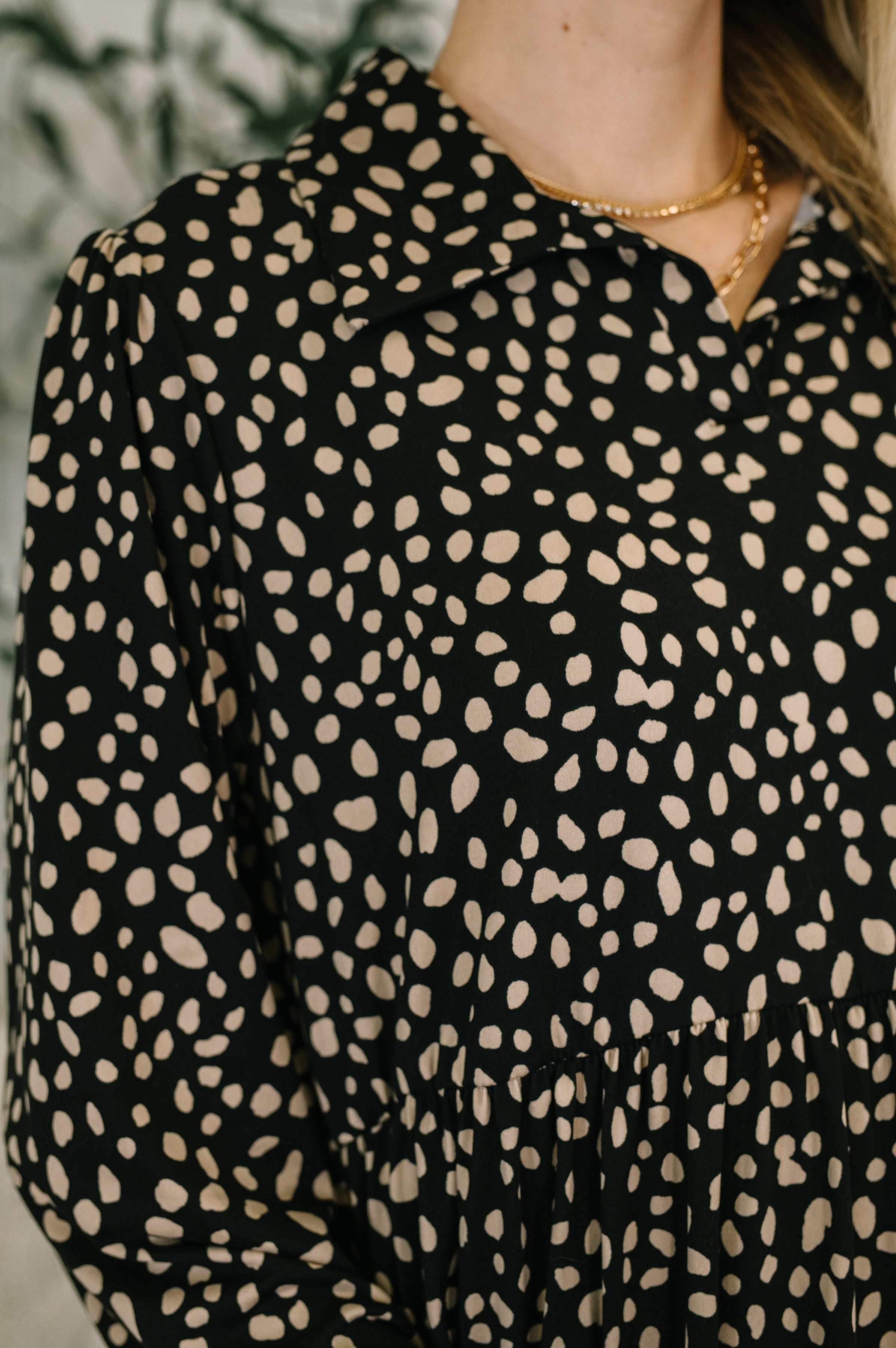Haptics Promotional Proposal Jersey Knit Collared Dress in Black and Khaki Womens