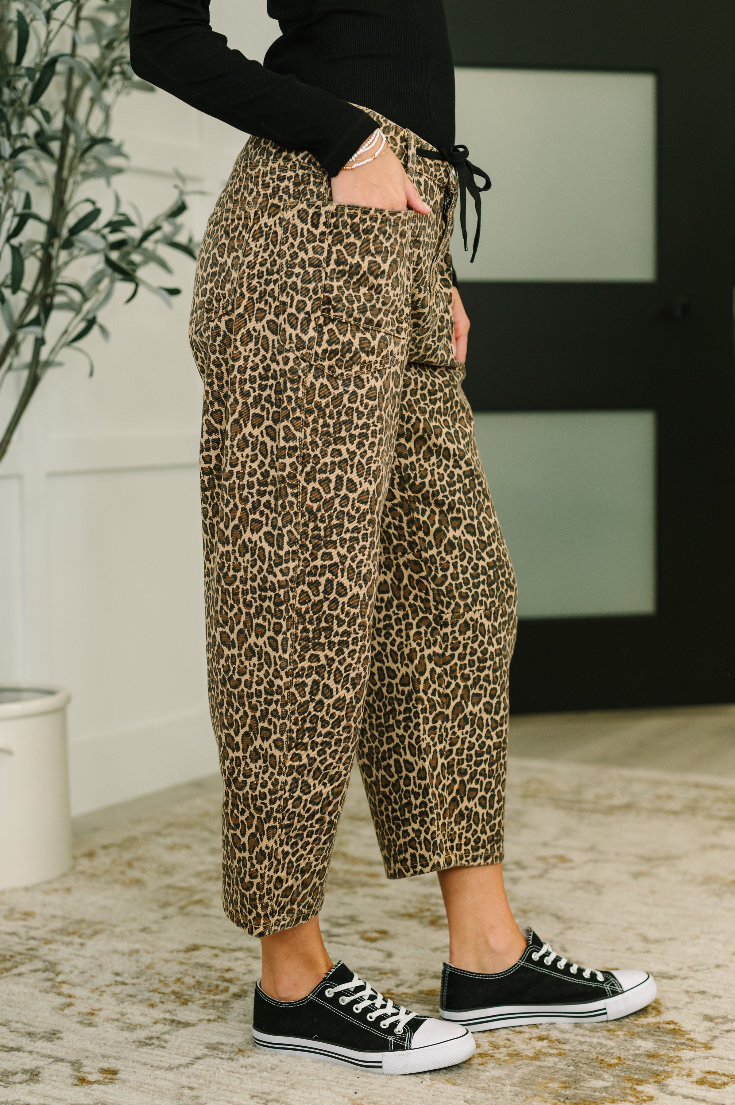 Haptics Prowl Power Barrell Ankle Crop Jean in Khaki Womens