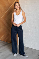 Dear Scarlett Resort Travel Wide Leg Crop Pant in Navy Pants