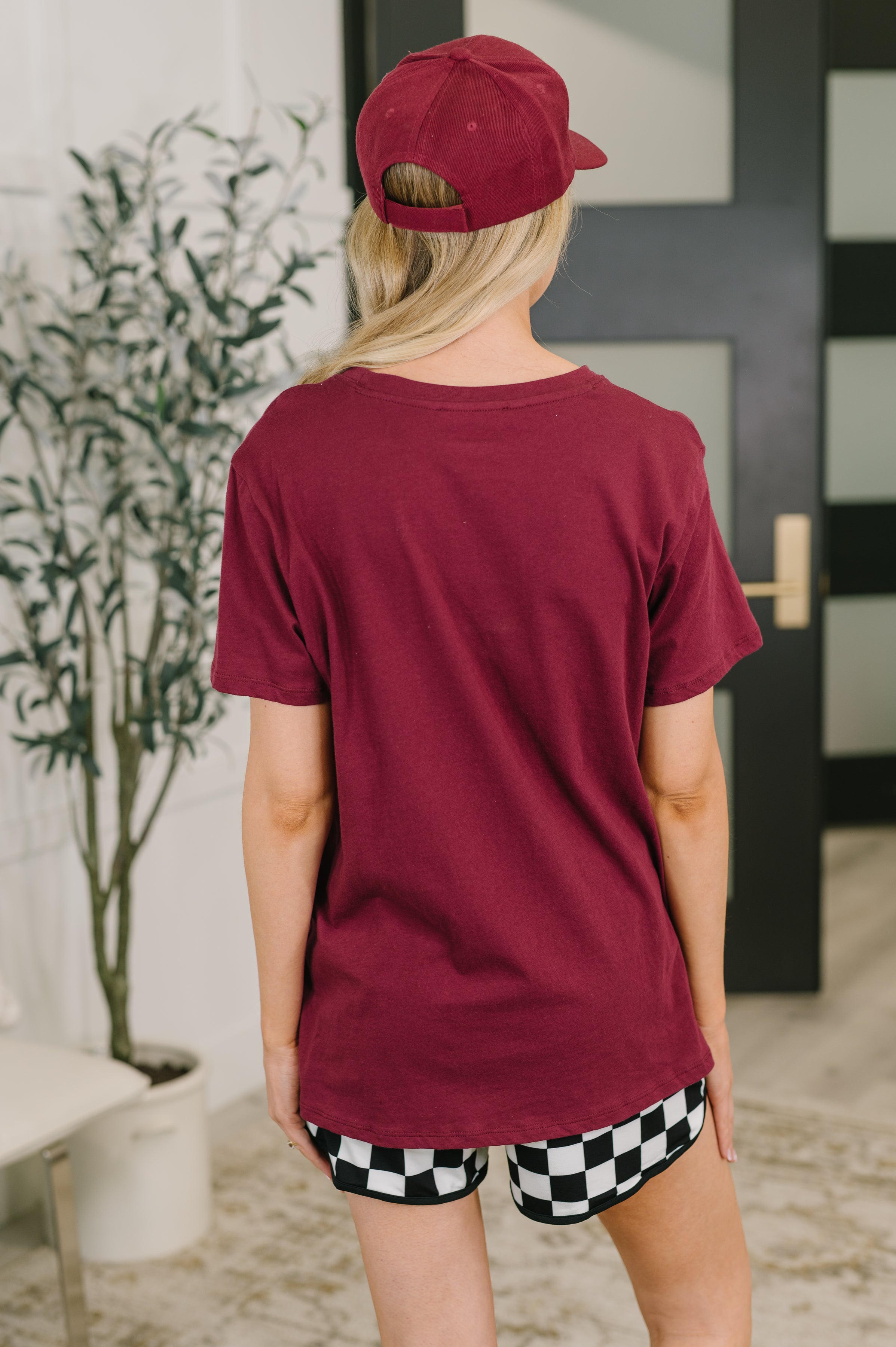 Zenana Rest Assured Basic Relaxed Tee in Cabernet Womens