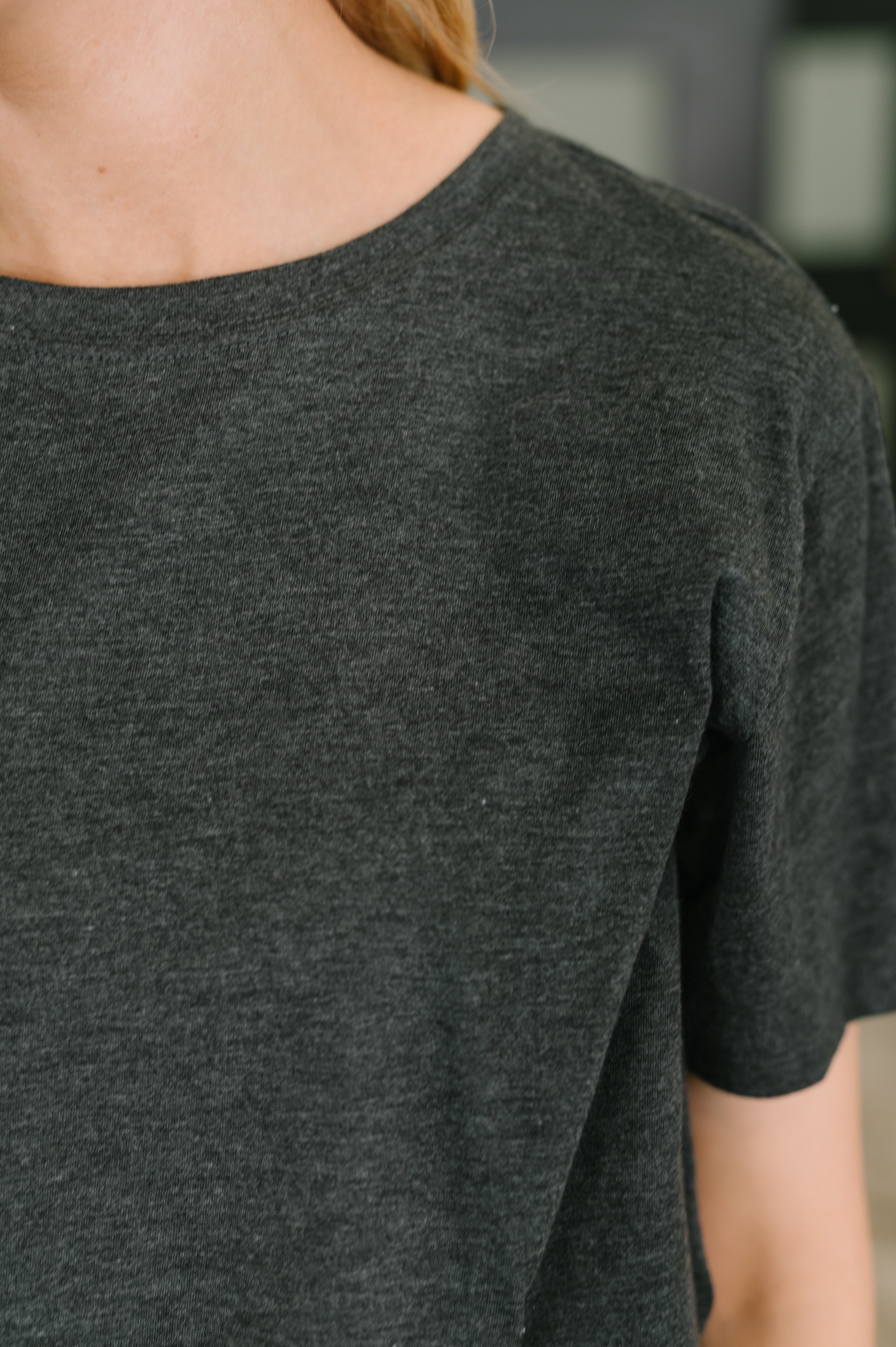 Zenana Rest Assured Basic Relaxed Tee in Charcoal Womens