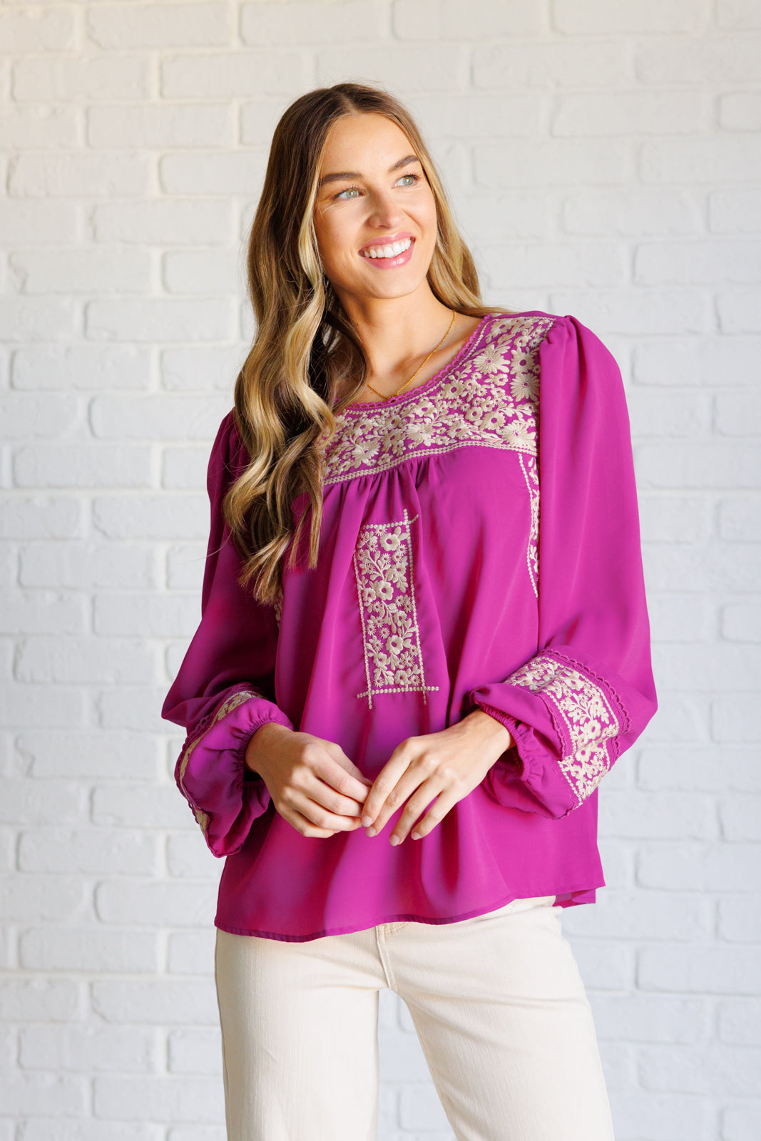 Andree by Unit Rodeo Queen Embroidered FuchsiaBlouse Blouses