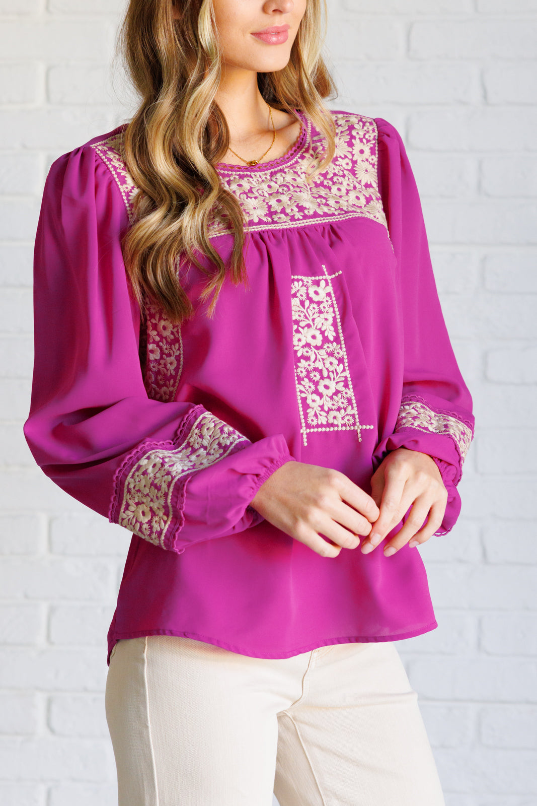 Andree by Unit Rodeo Queen Embroidered FuchsiaBlouse Blouses