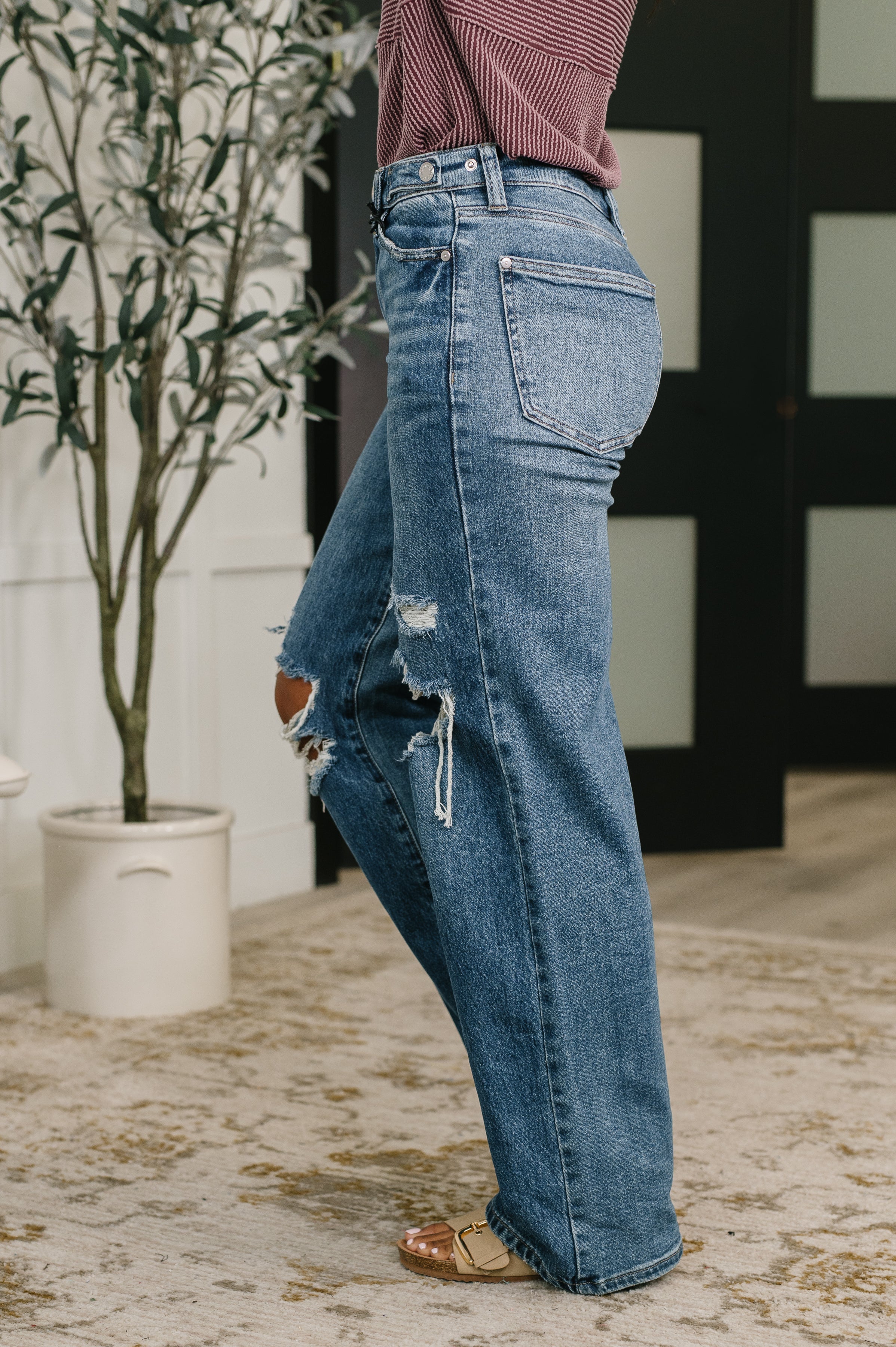 Roseanne High Waist Rigid Magic Column Straight Destricted + Adjustable WS Tabs Womens