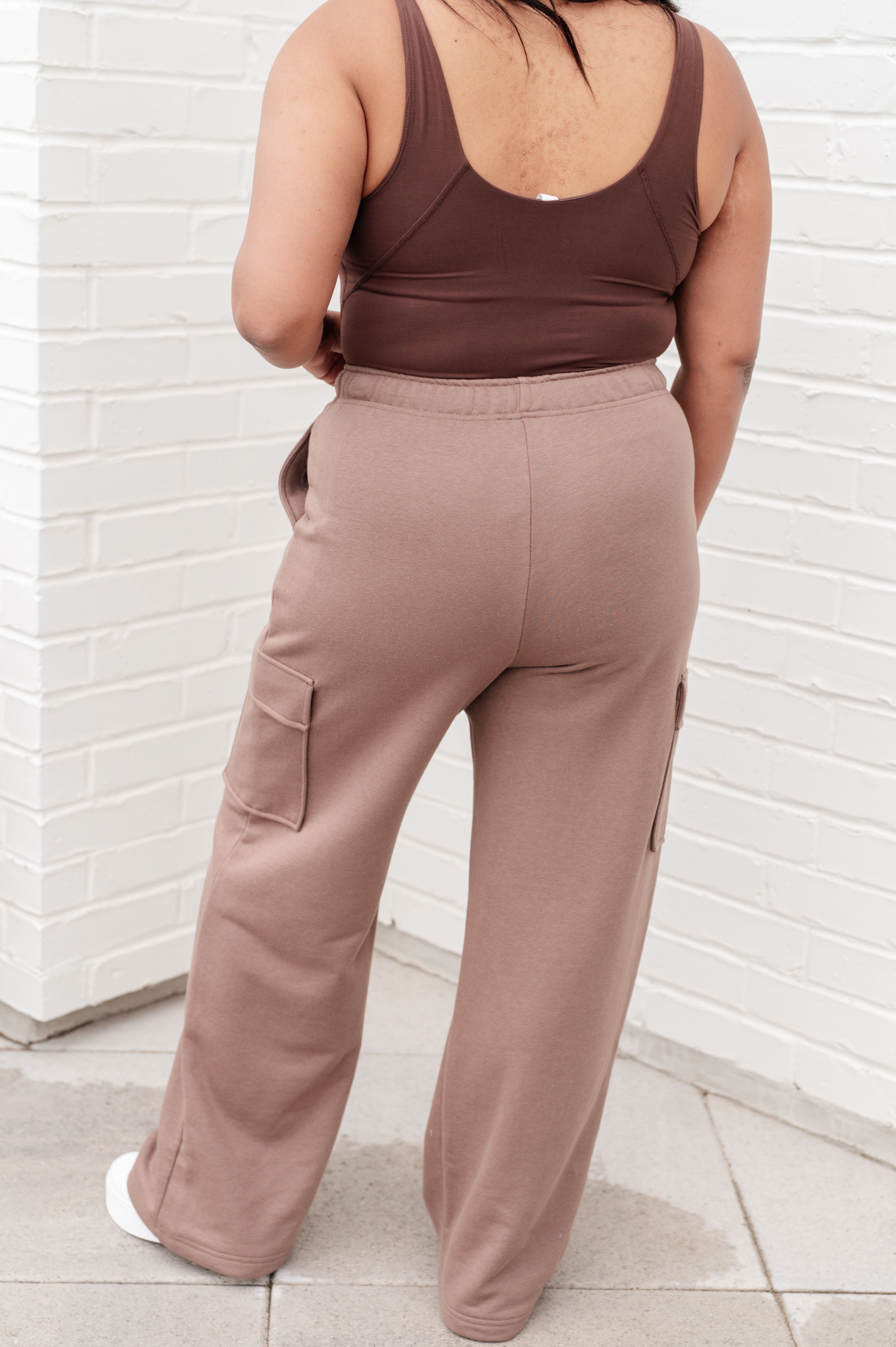 Rae Mode Run, Don't Walk Cargo Sweatpants in Smokey Brown Athleisure