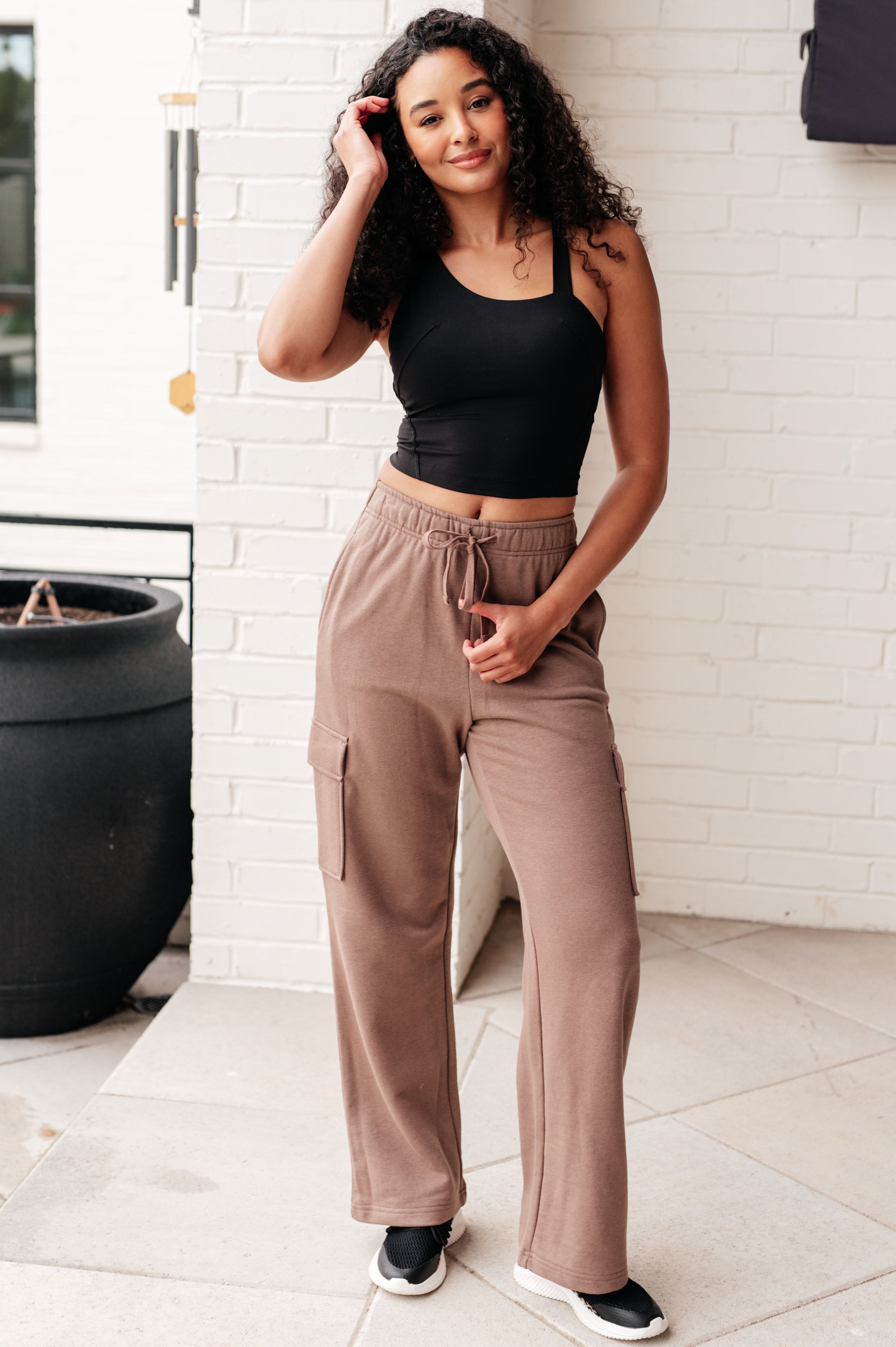 Rae Mode Run, Don't Walk Cargo Sweatpants in Smokey Brown Athleisure