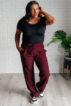 Rae Mode Runner's High Drawstring Joggers in Red Merlot Athleisure