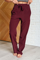 Rae Mode Runner's High Drawstring Joggers in Red Merlot Athleisure
