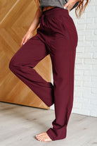 Rae Mode Runner's High Drawstring Joggers in Red Merlot Athleisure
