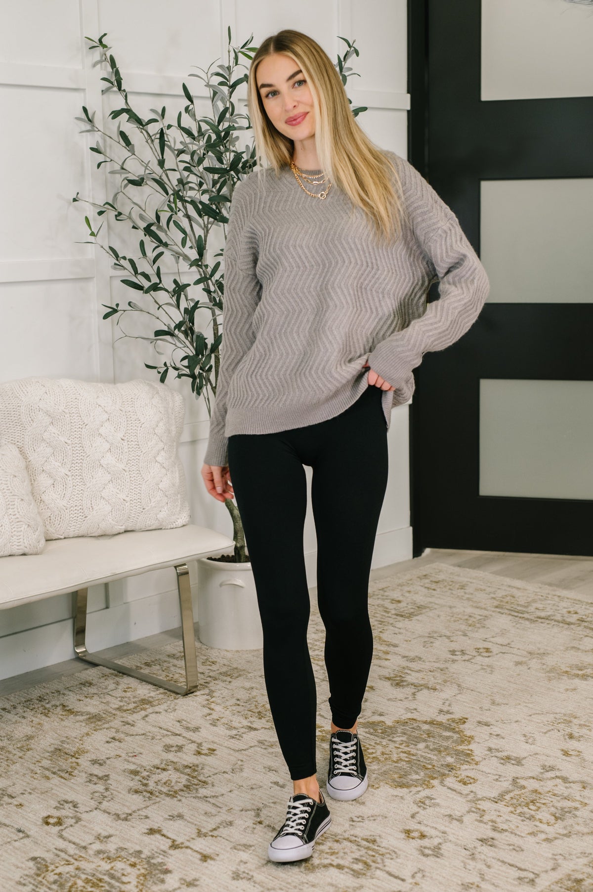 Timing Rush of Joy Textured Long Sleeve Top Womens