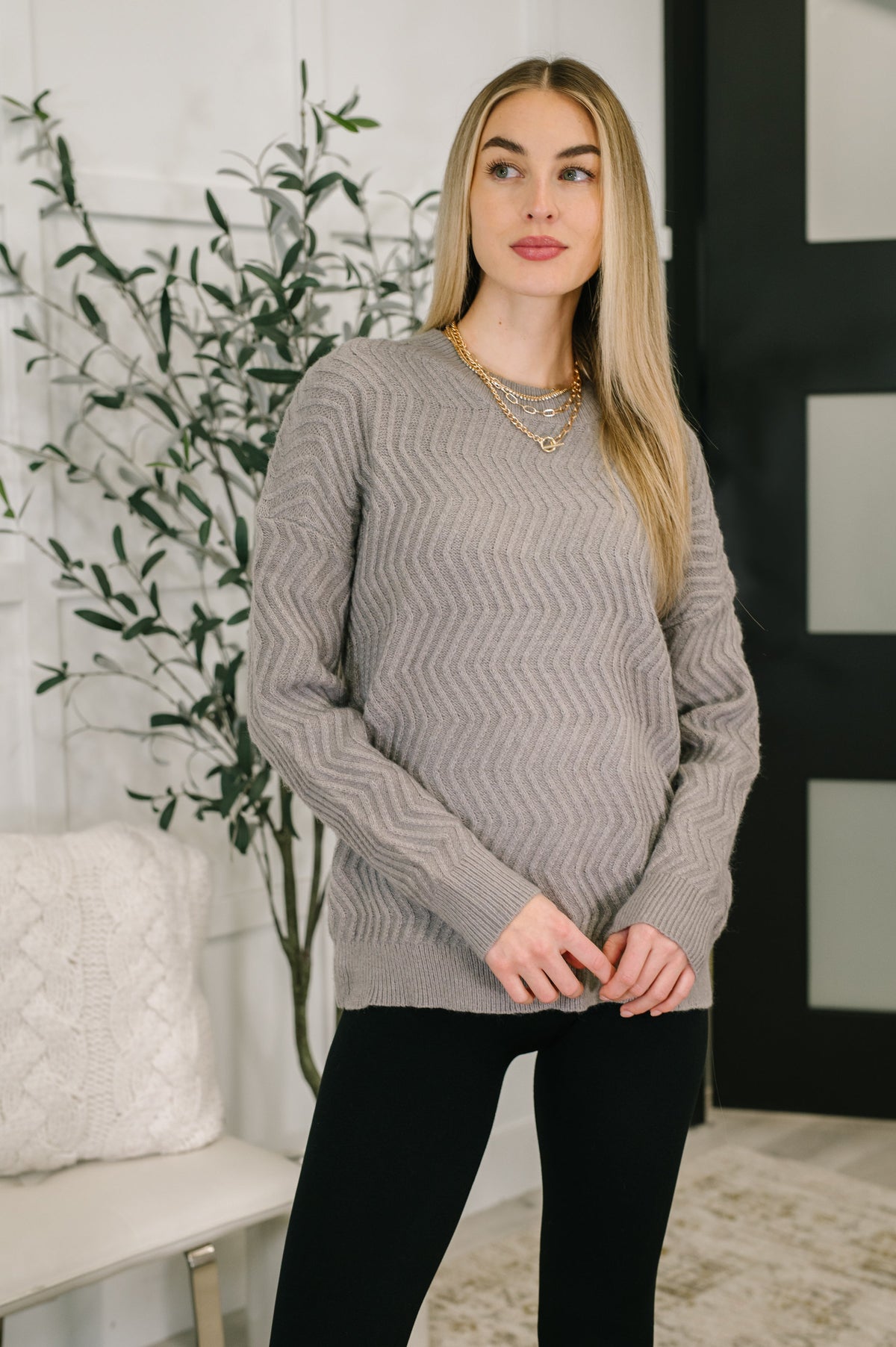 Timing Rush of Joy Textured Long Sleeve Top Womens