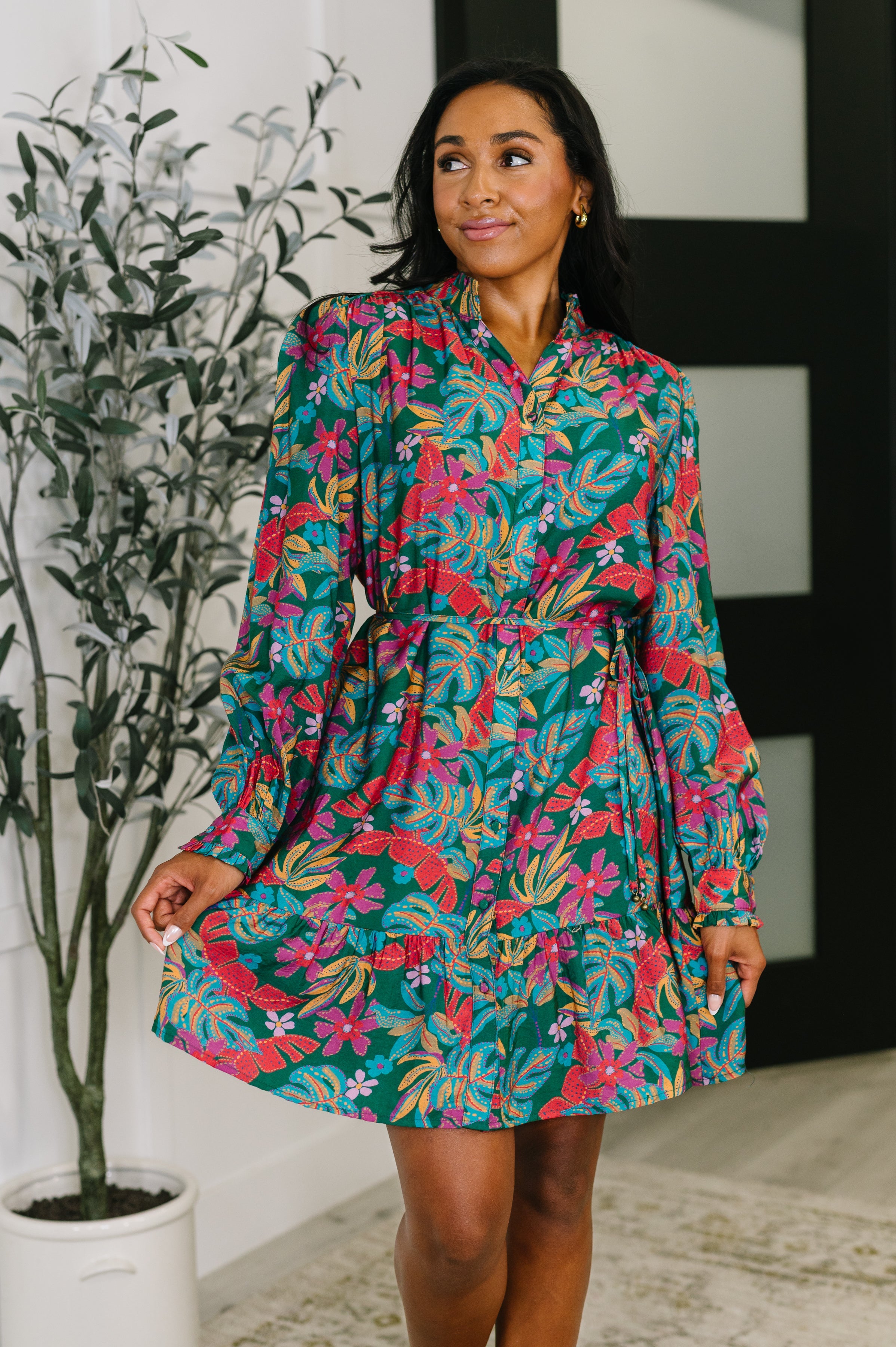 One Eleven North Rustic Retreat Long Sleeve Dress Womens