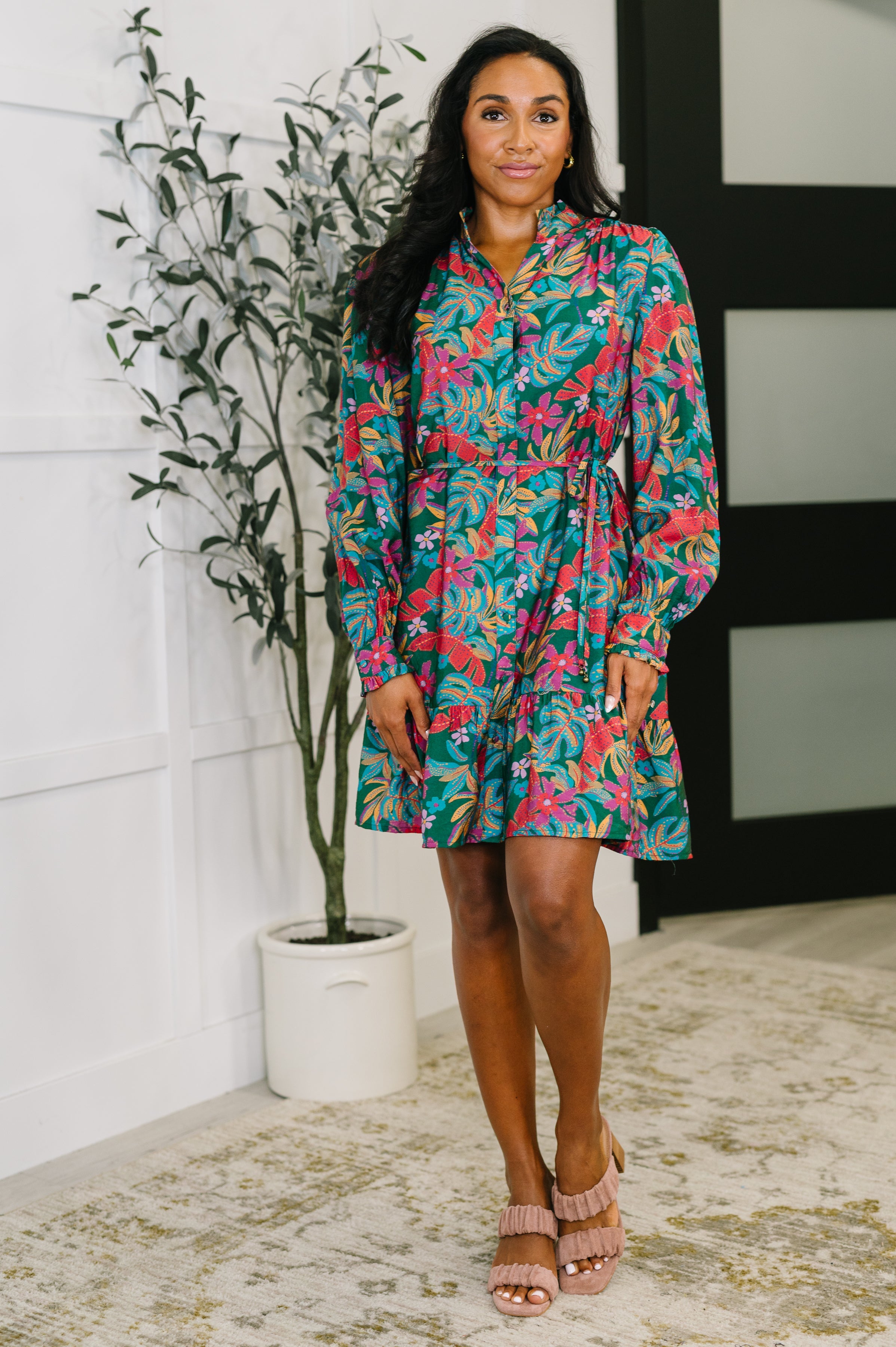 One Eleven North Rustic Retreat Long Sleeve Dress Womens