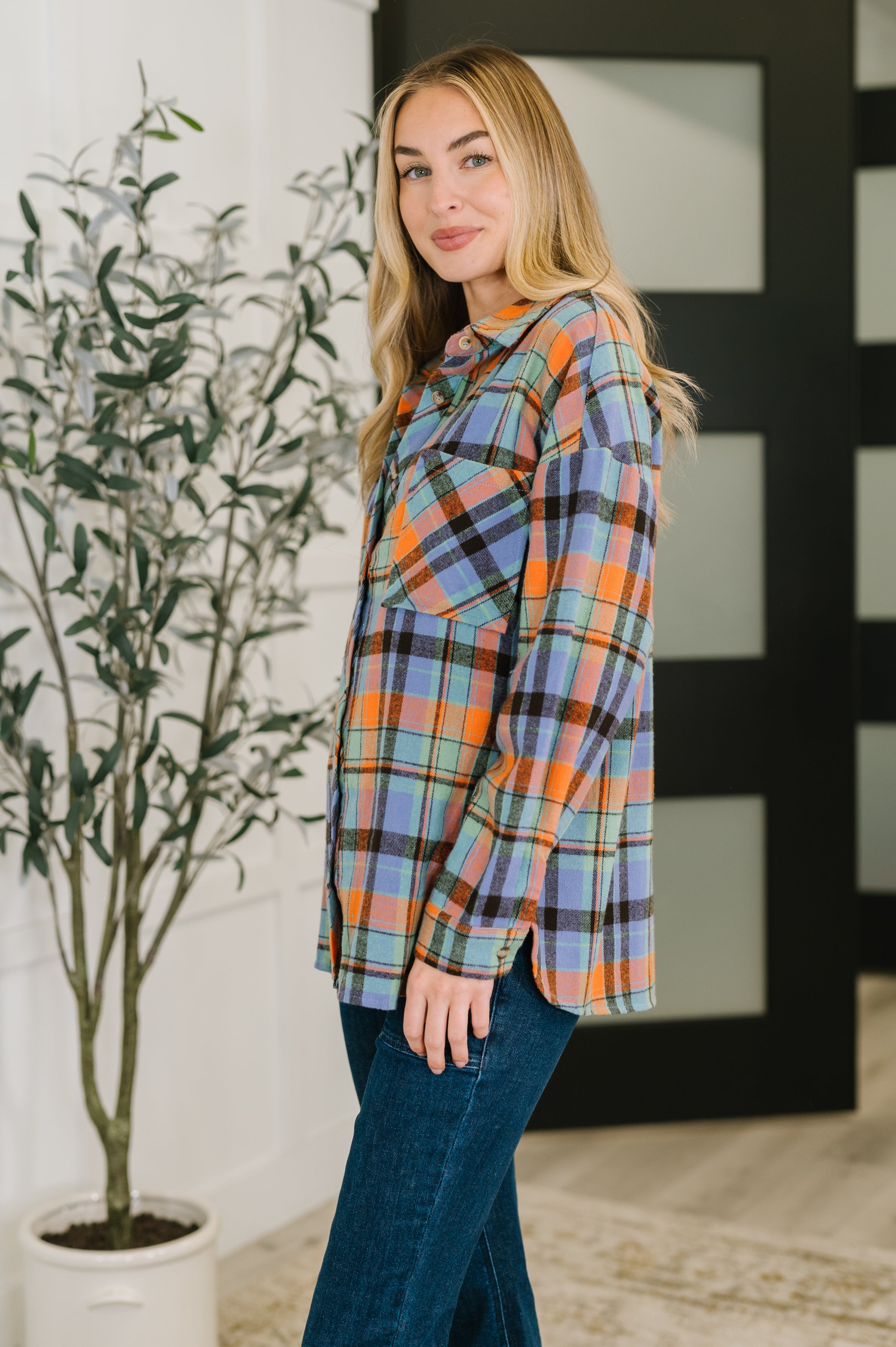 One Eleven North Rustic Rhythm Plaid Button Down Womens