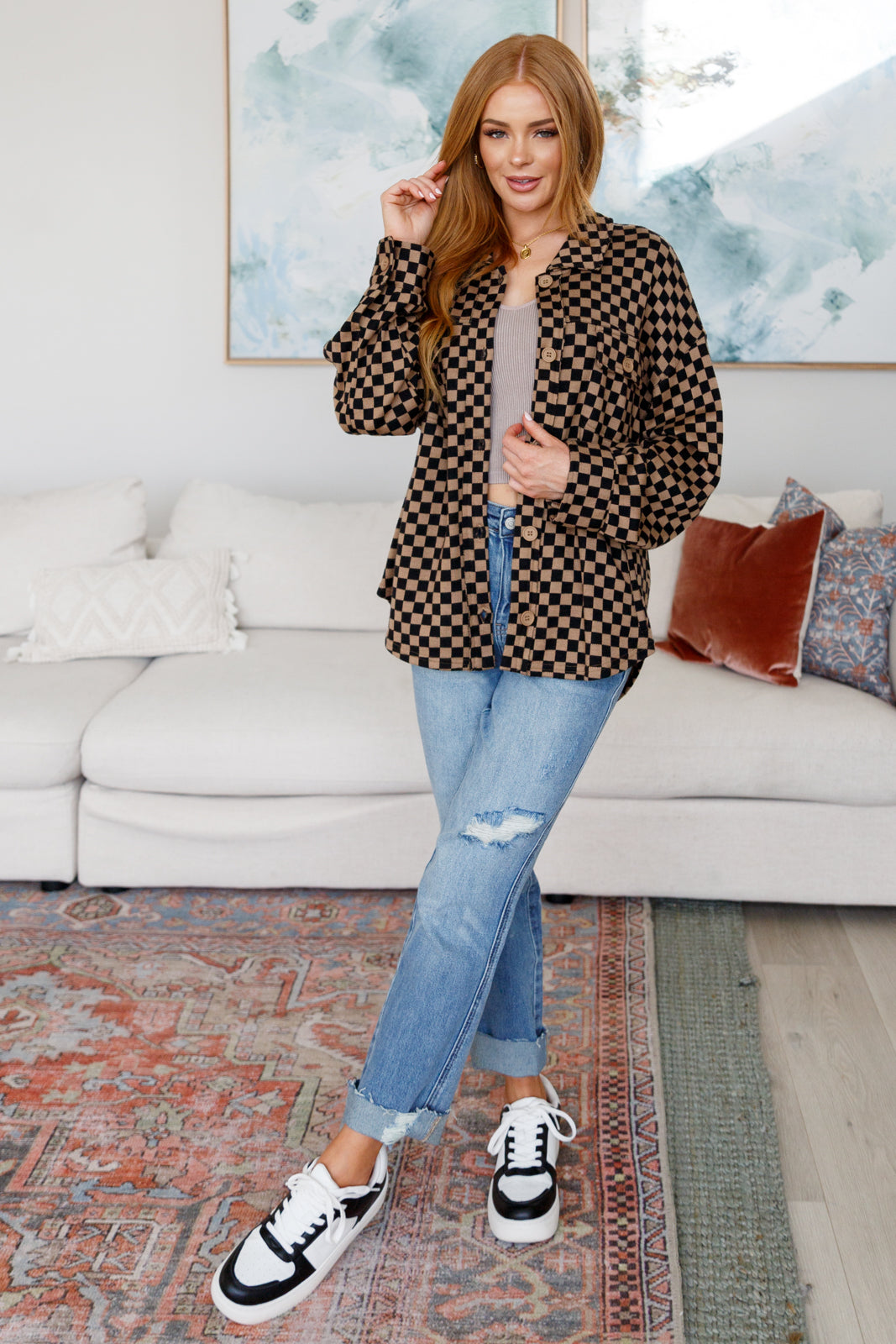 Very Safe Secrets Checkered Shacket Layers