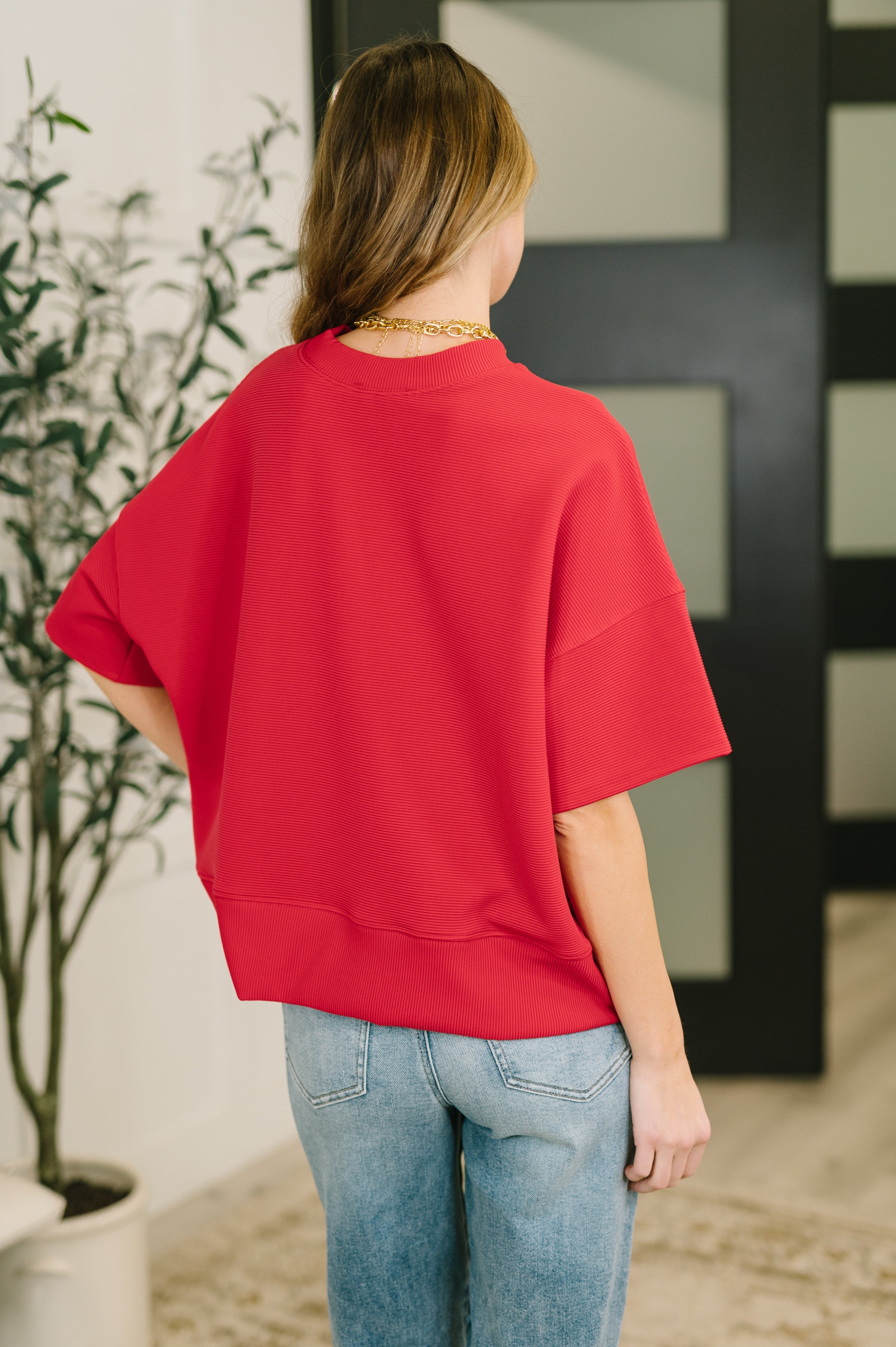 Zenana Sense of Clarity Boxy Ribbed Knit Top in Ruby Womens