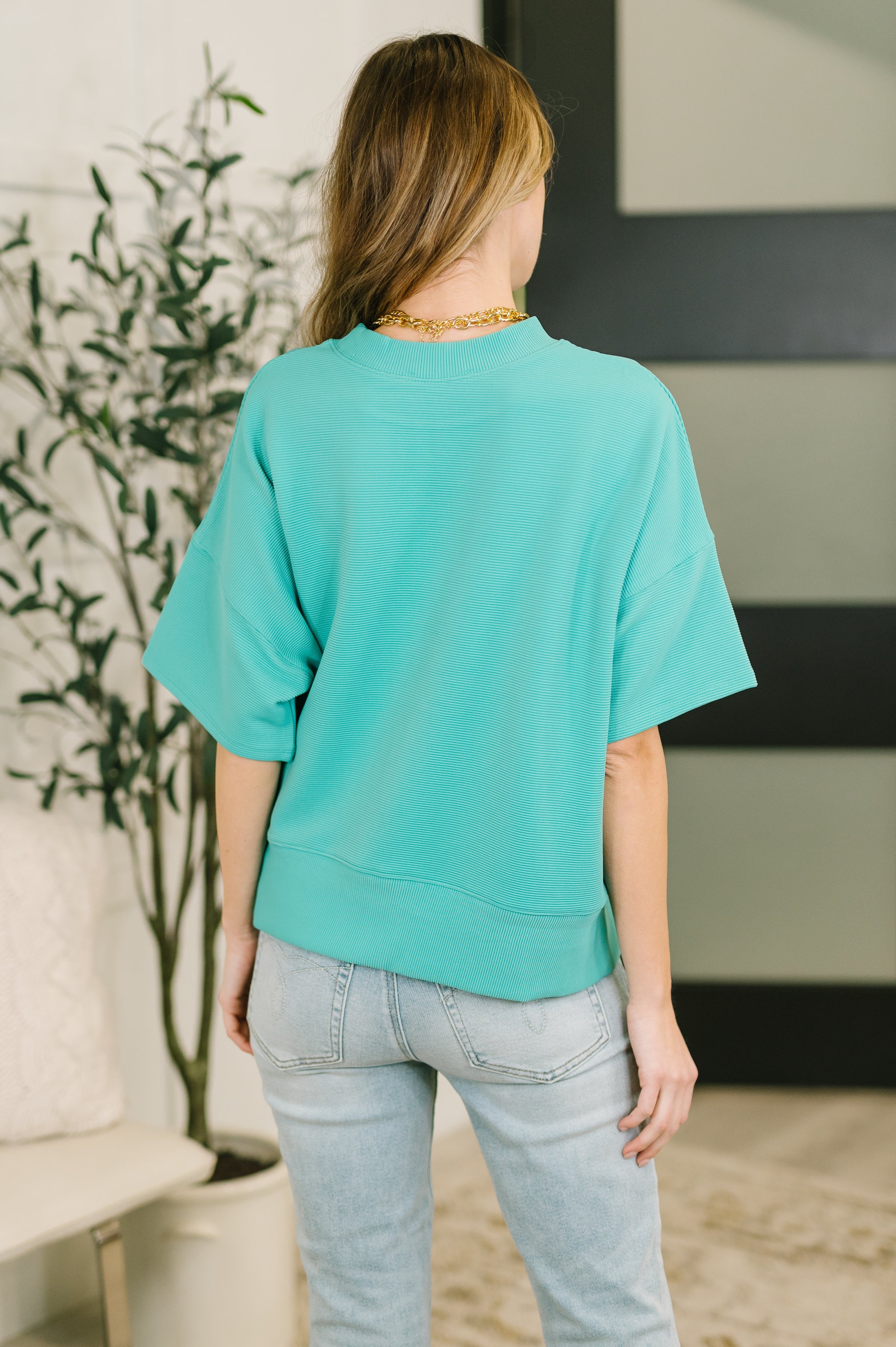 Zenana Sense of Clarity Boxy Top in Turquoise Womens