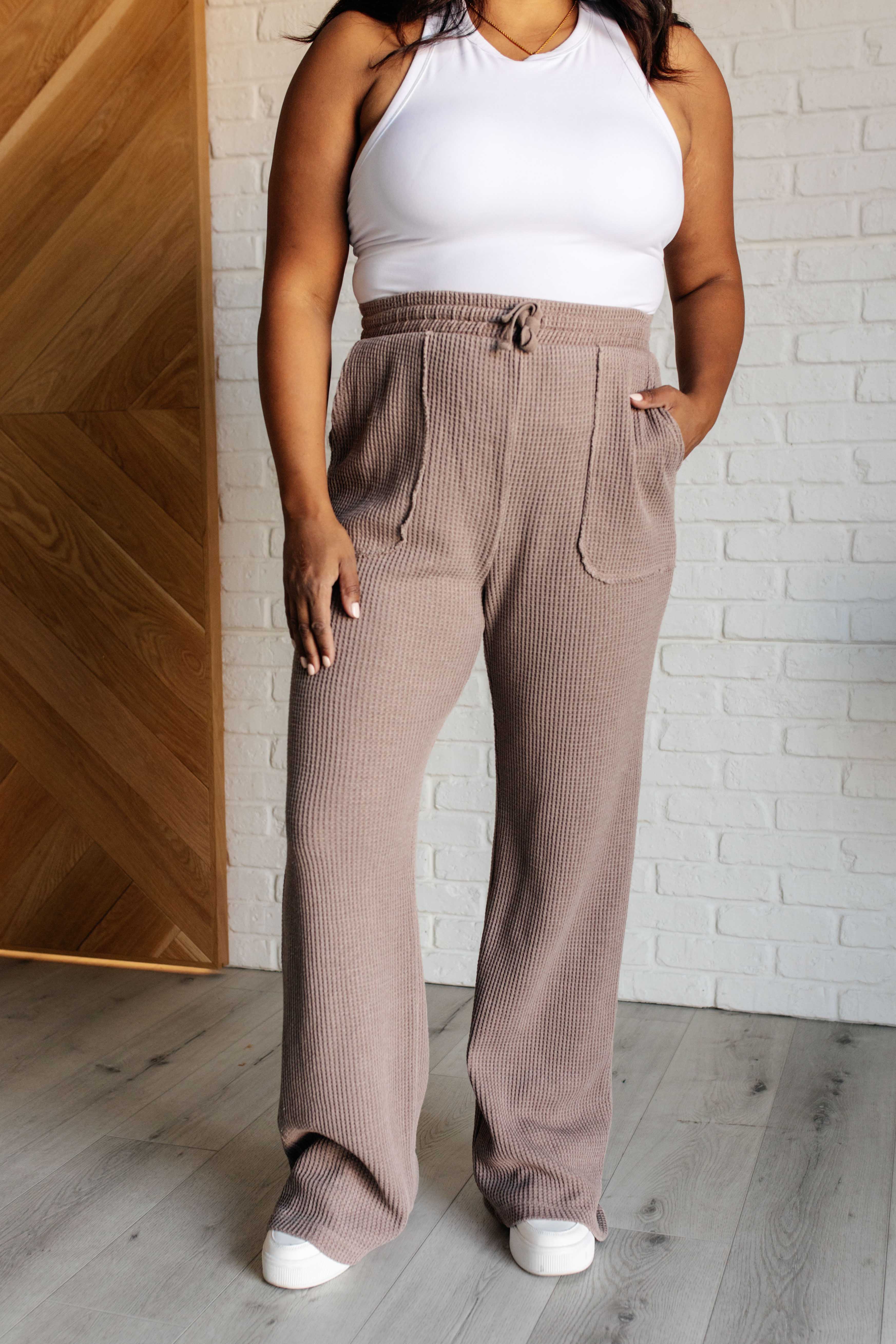 Rae Mode Set Process Mineral Wash Waffle Knit Pants in Brown Pants