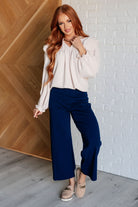 Dear Scarlett Magic Wide Leg Crop Pants in Navy Bottoms