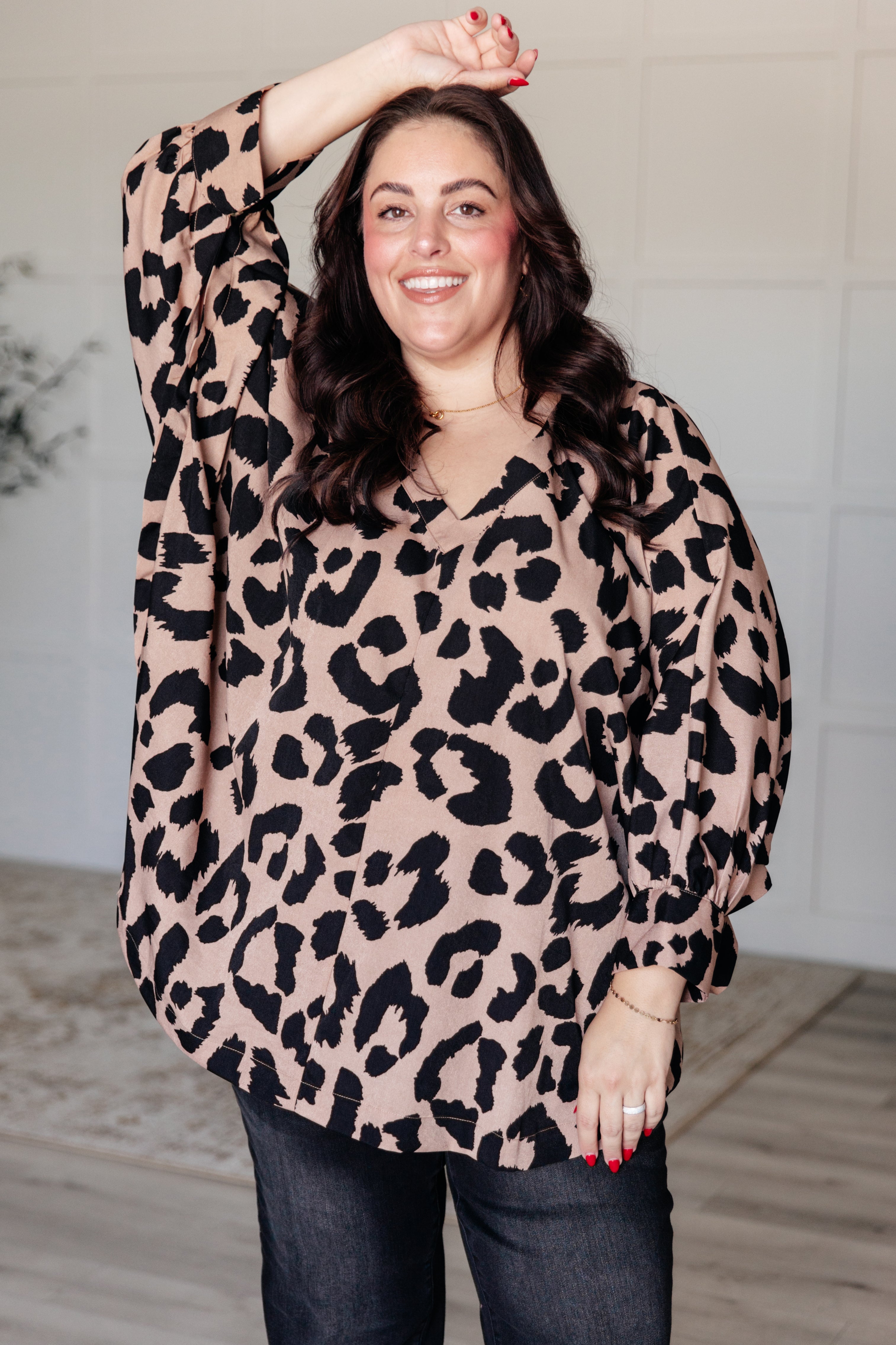 Jodifl She's Got Eyes of Gold Batwing Leopard Print Blouse Shirts & Tops