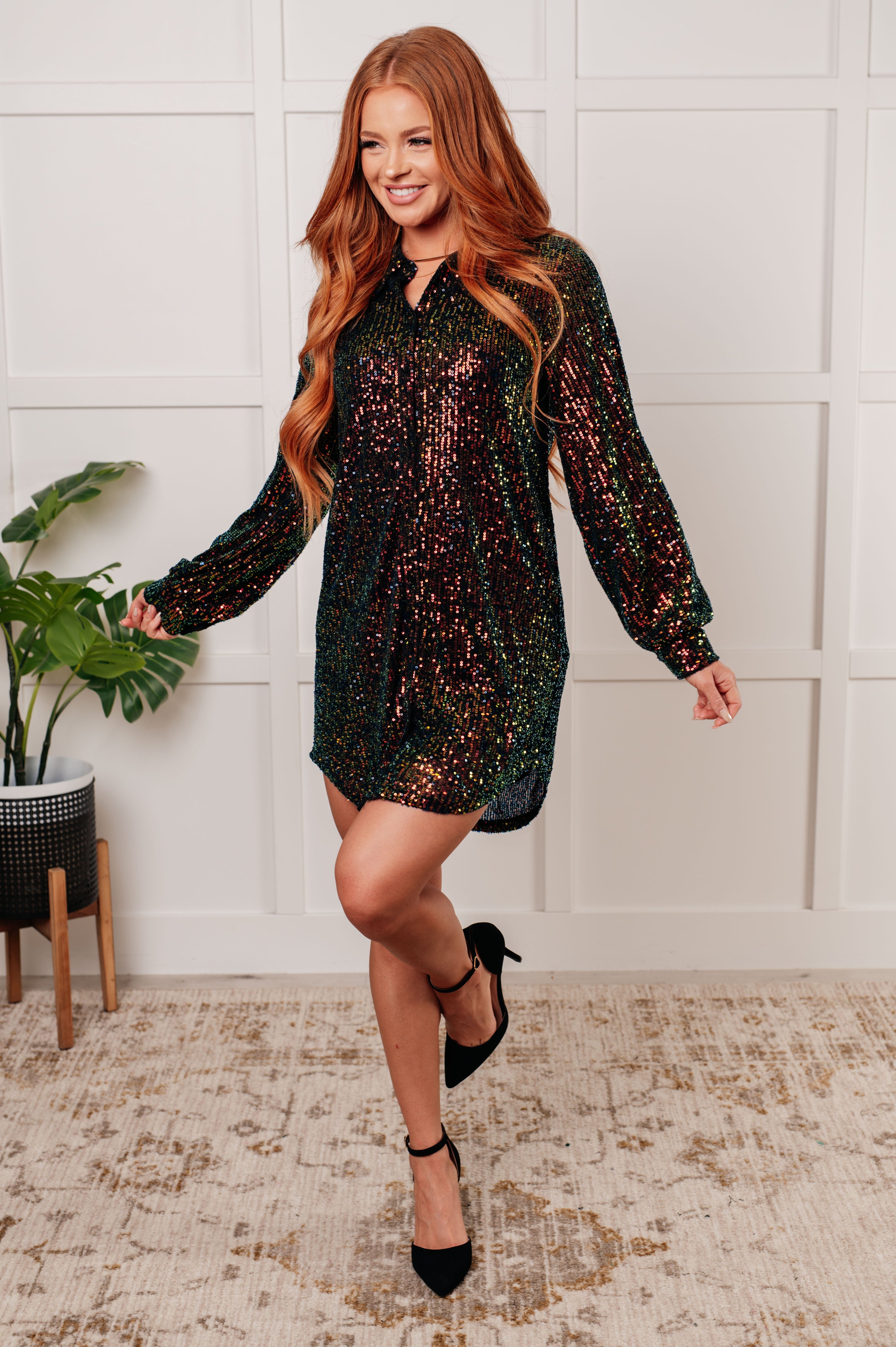 Jodifl Shimmering Splendor Sequin Shirt Dress Dresses