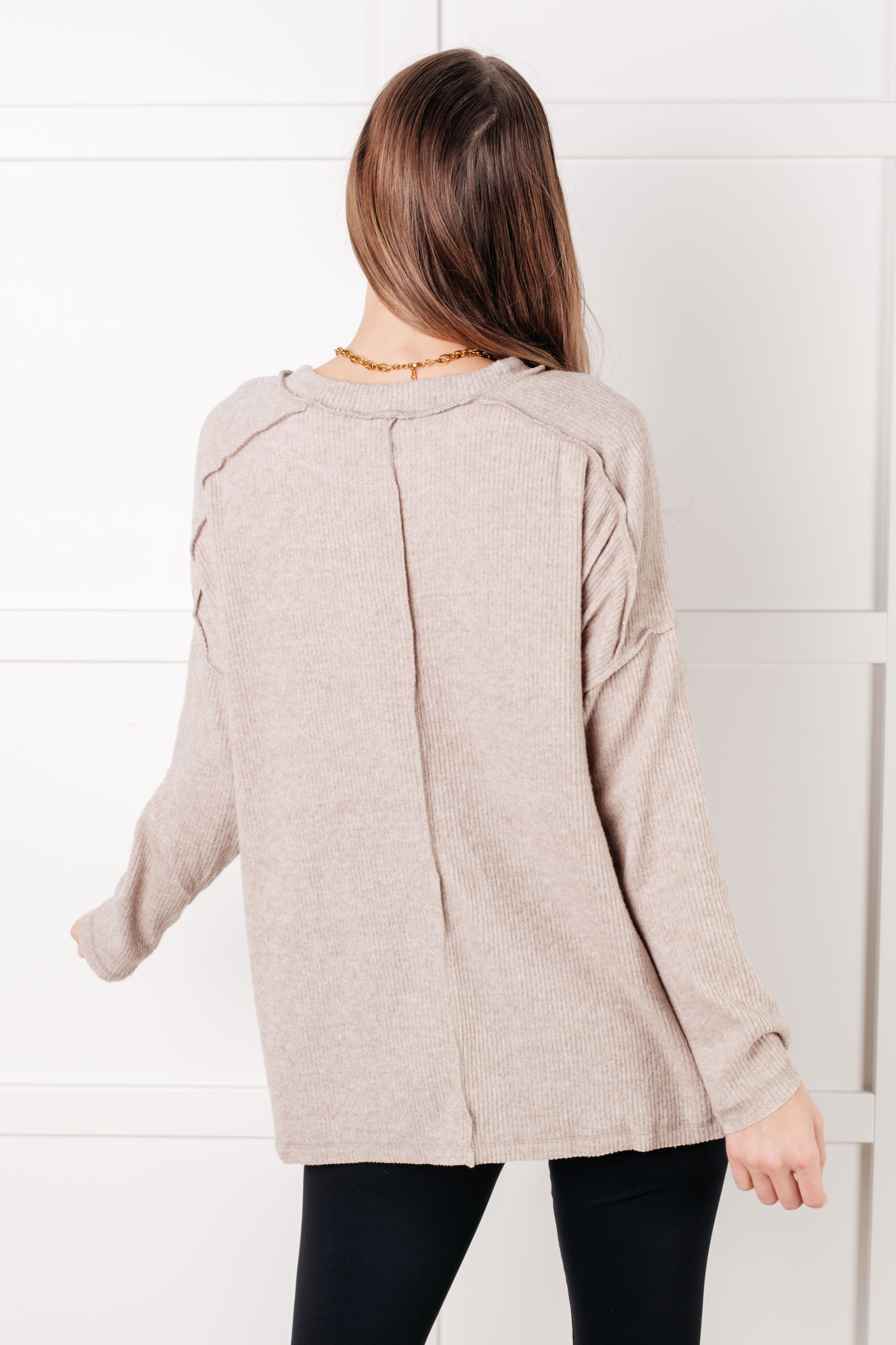 Zenana Simply Basic Ribbed Hacci Sweater in H Mocha Tops