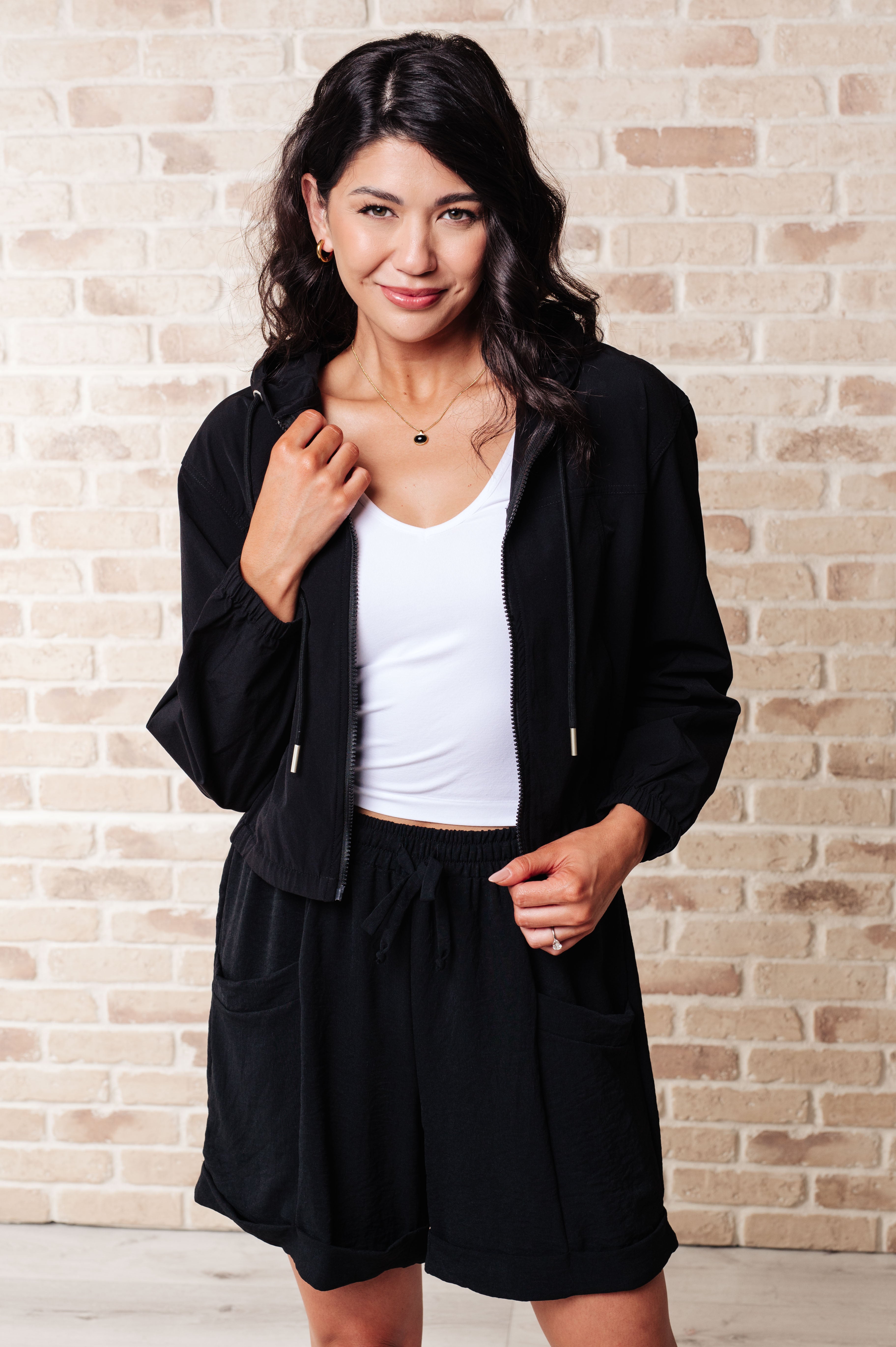 White Birth Sky of Only Clouds Zip Up in Black Layers