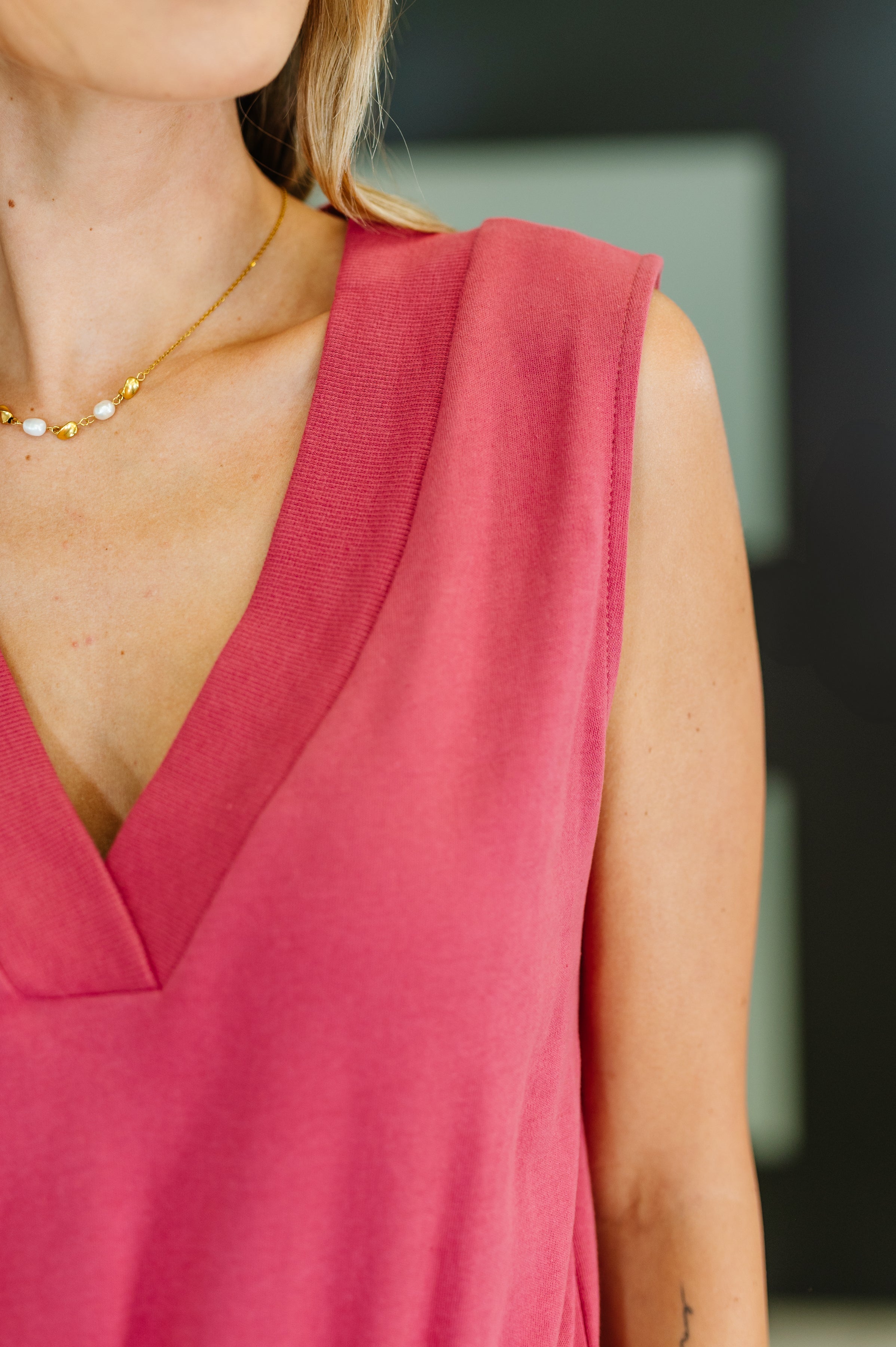 Zenana Sleeveless V-Neck Romper in Rose Jumpsuits & Rompers