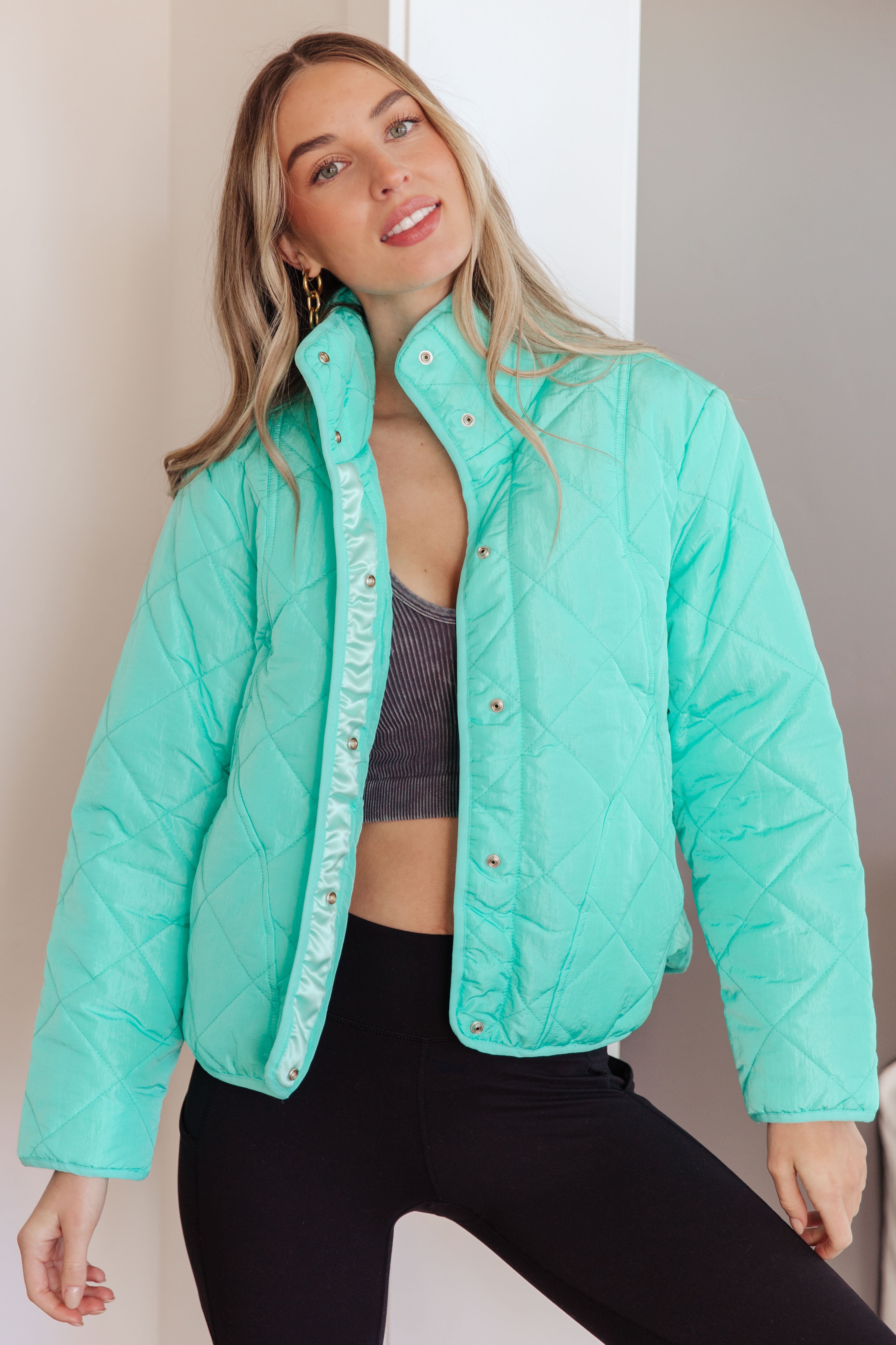 BiBi Slightly Distracted Puffer Turquoise Jacket Layers