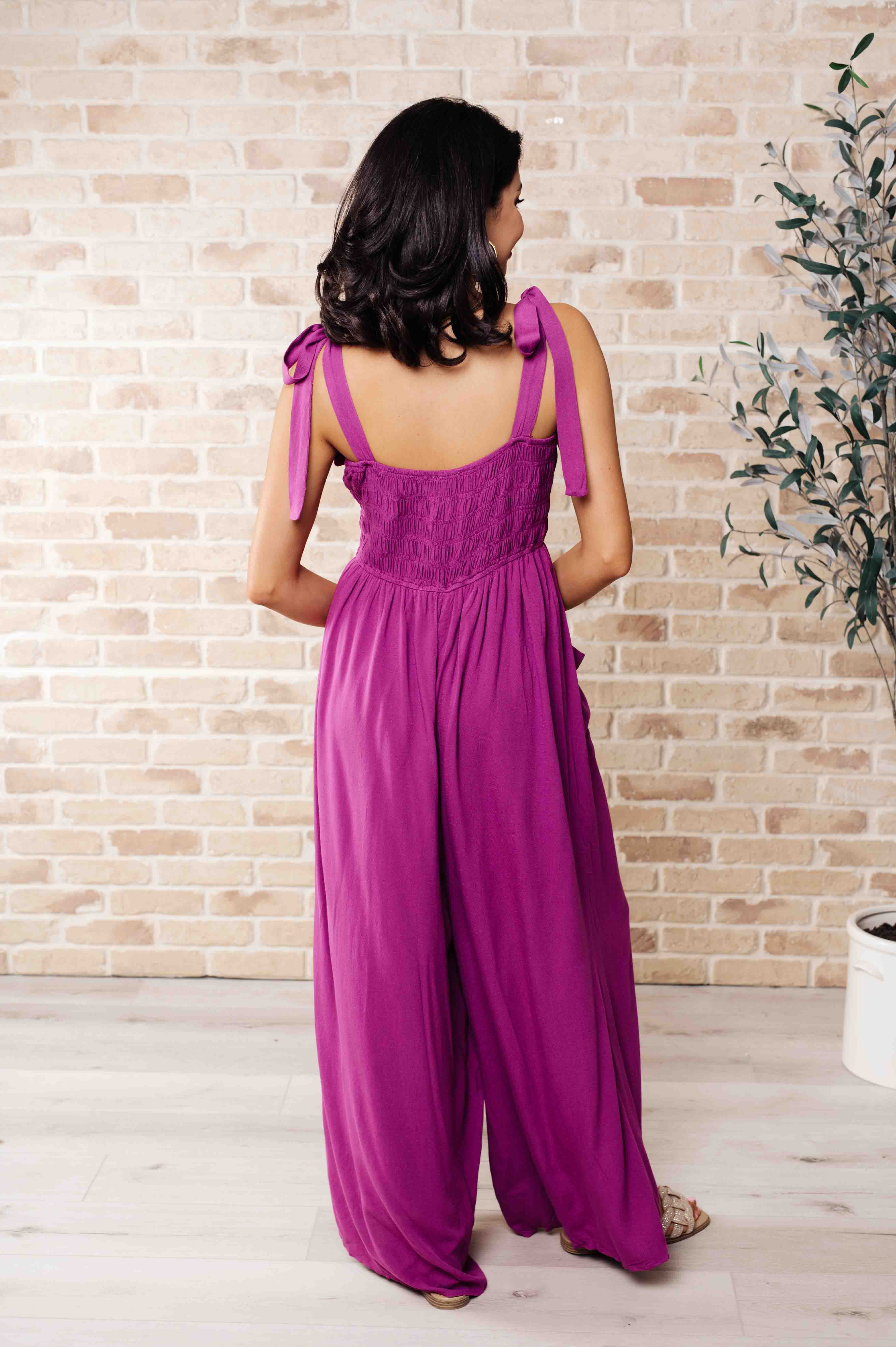 Jodifl Social Graces Wide Leg Jumpsuit in Magenta Jumpsuits & Rompers