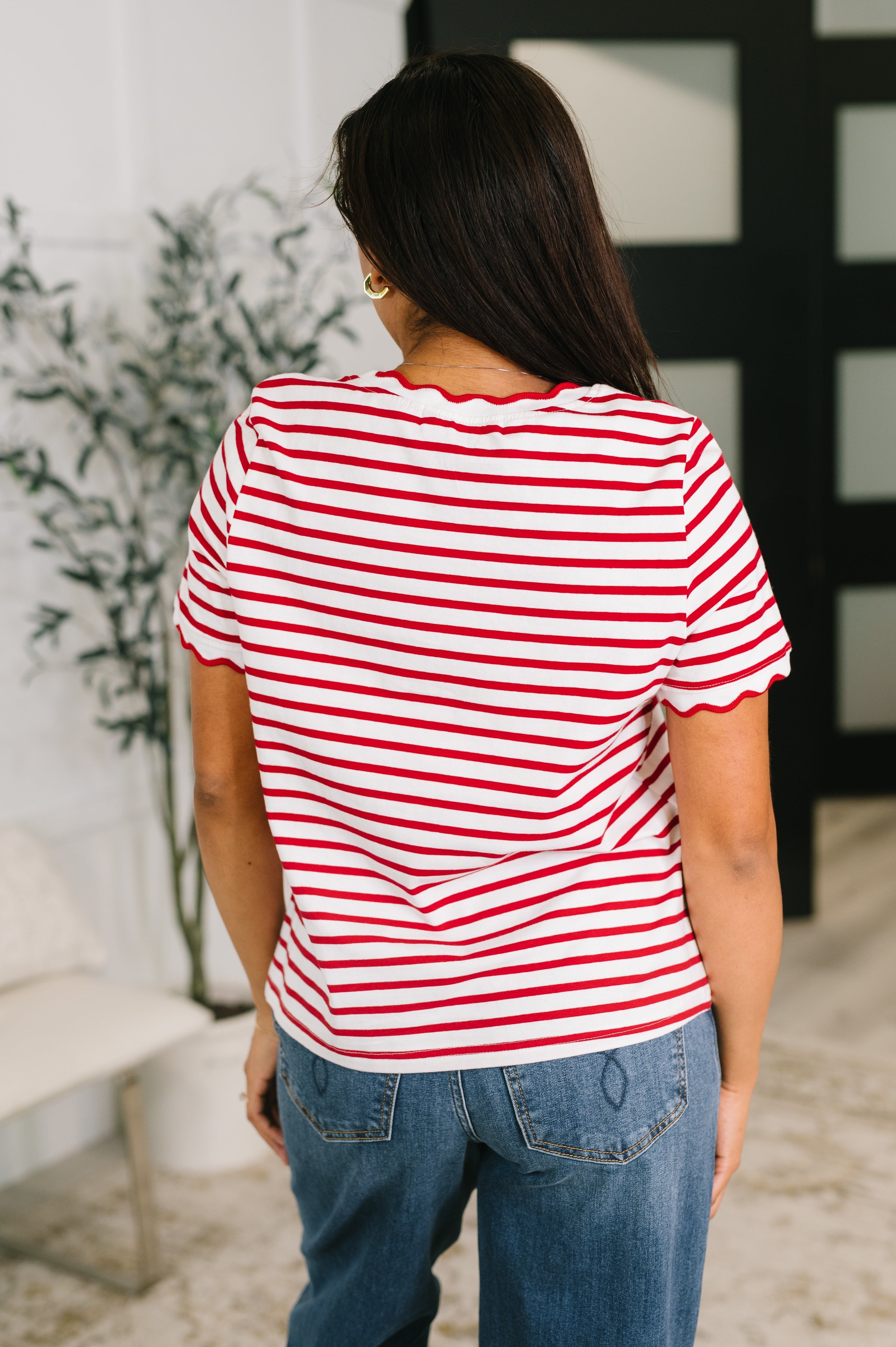 One Eleven North Something New Scalloped Hem Top Womens