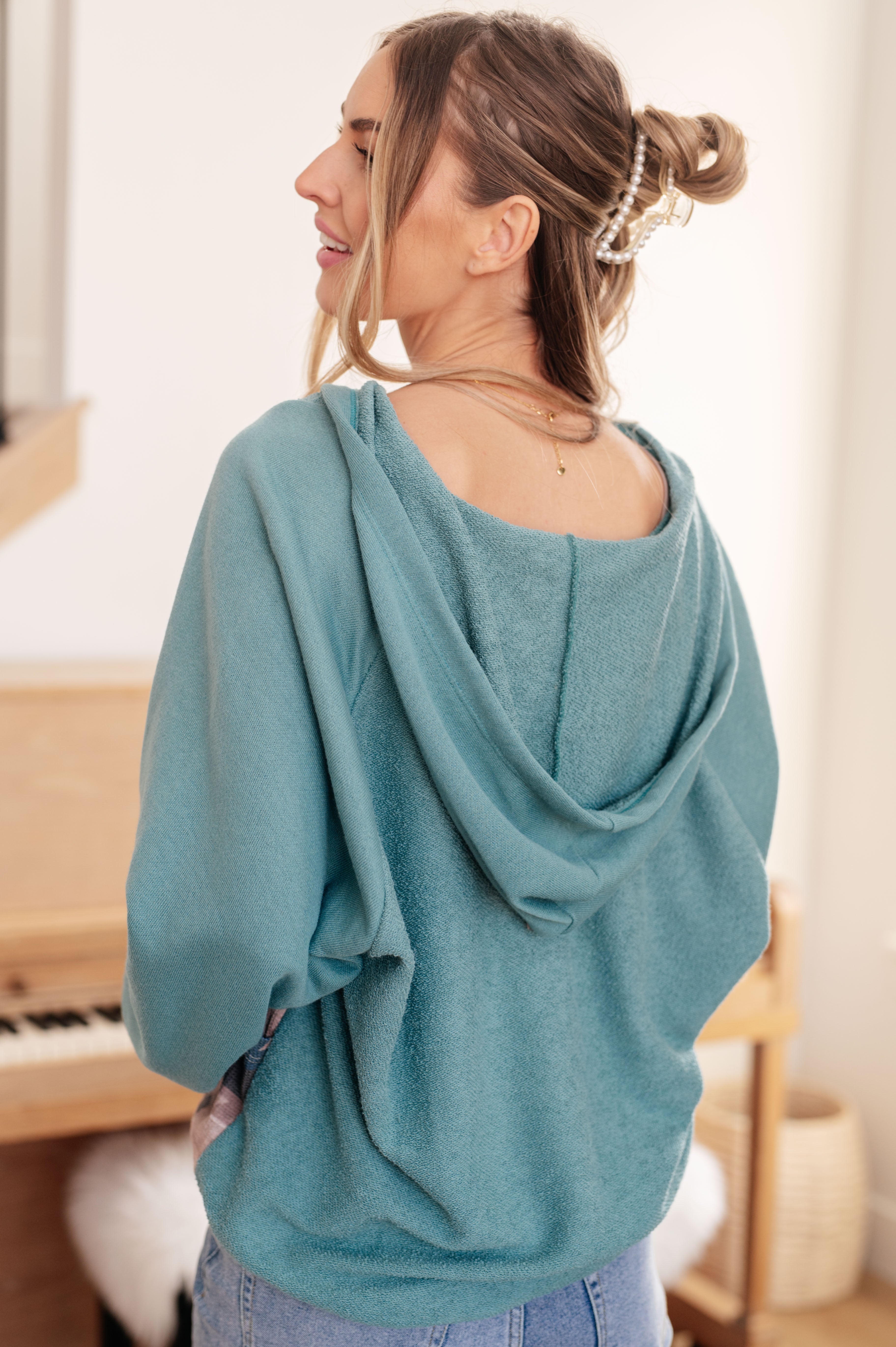 BiBi Southwest Sunrise Patchwork French Terry Hoodie Tops