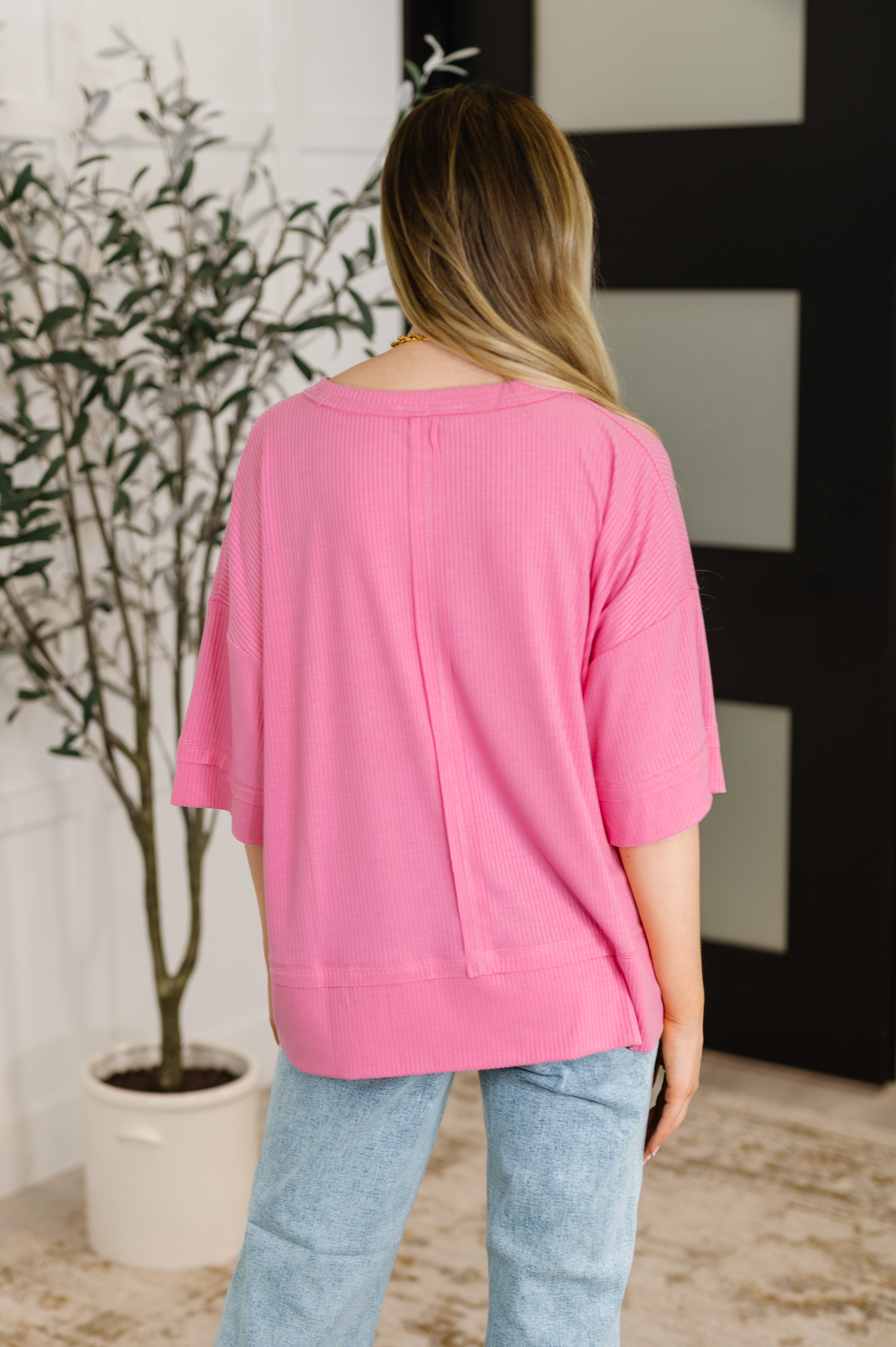 Zenana Stay On Top Relaxed Tee in Candy Pink Womens