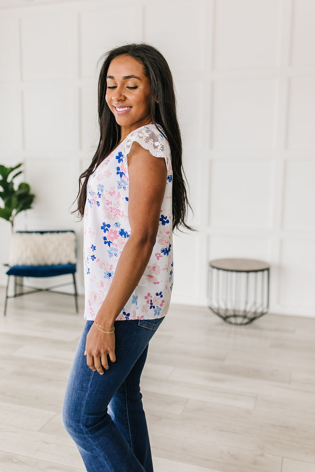 Sew in Love Still the One Lace Sleeve Floral Top Tops
