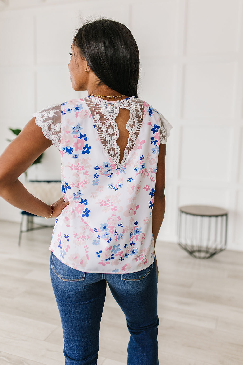 Sew in Love Still the One Lace Sleeve Floral Top Tops
