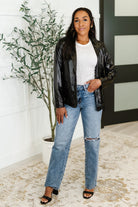 Jodifl Streets of Dublin Faux Leather Blazer Womens