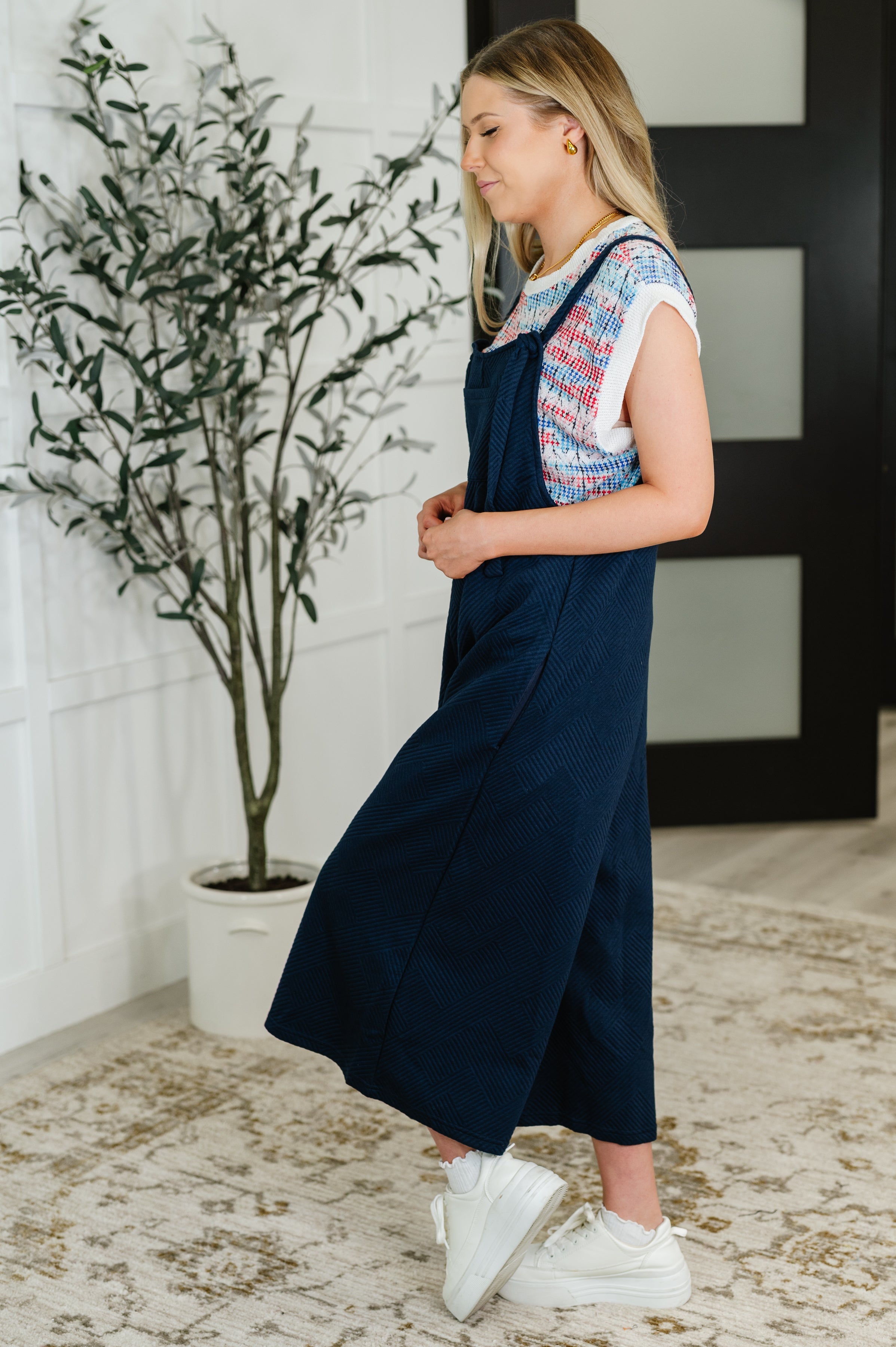 See and be seen Suit Yourself Adjustable Strap Jumpsuit in Navy Womens