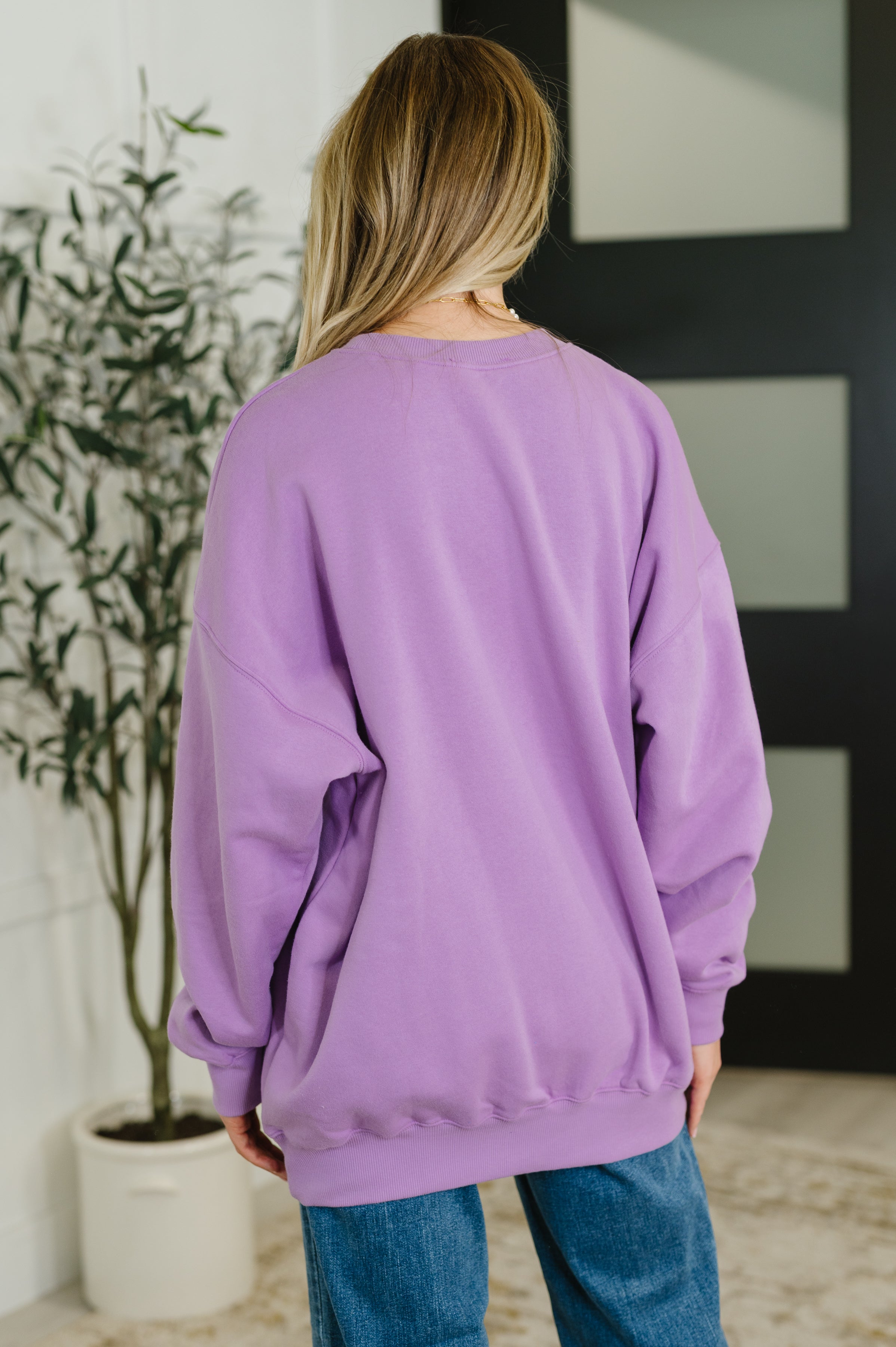 Zenana Sunday Snug Relaxed Pullover in Lavender Womens
