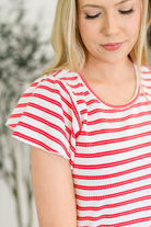 Polagram Sunny Stripes Casual Flutter Sleeve Dress Womens