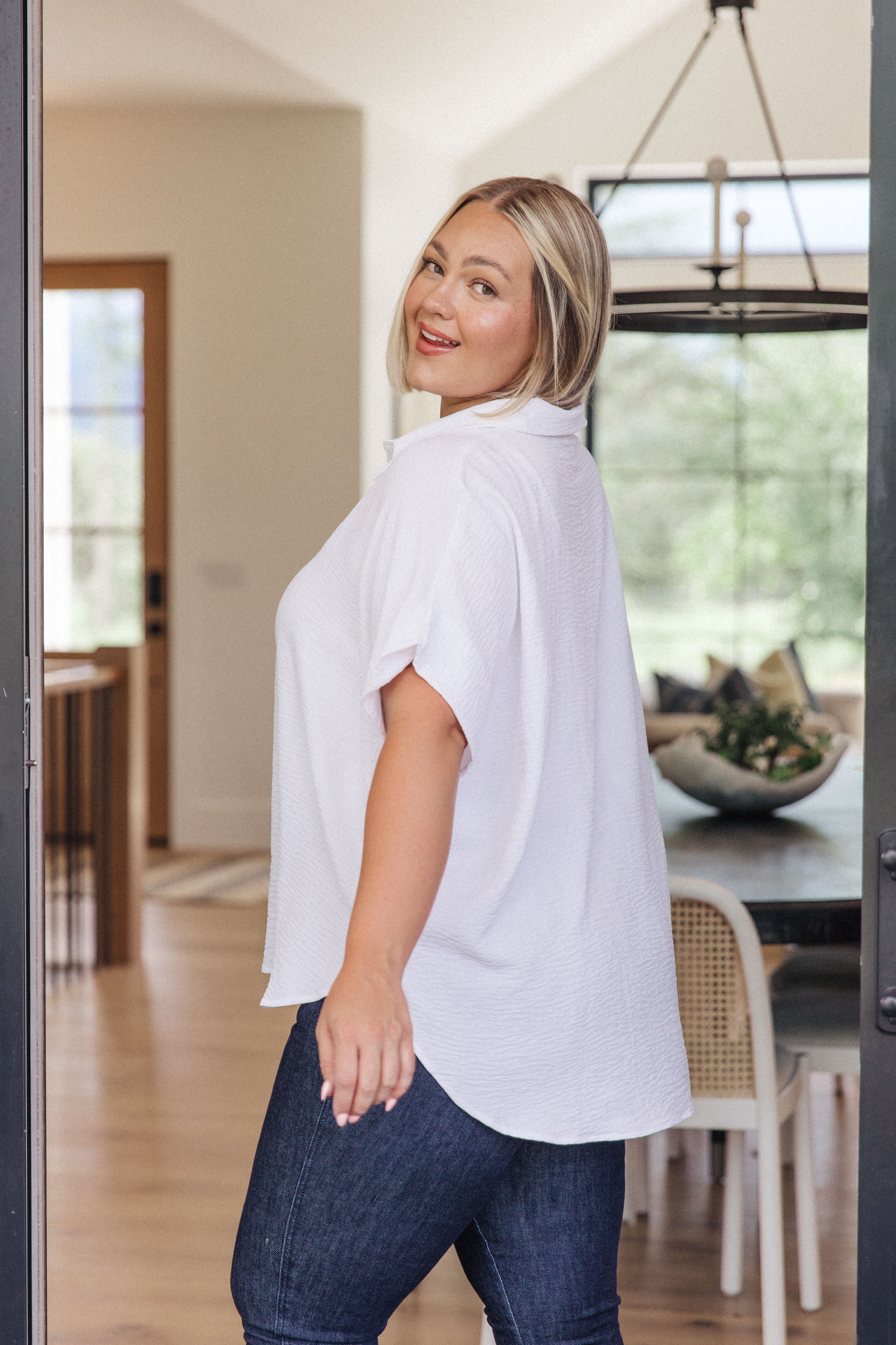 Jodifl Sweet Simplicity Button Down Blouse in White Tops