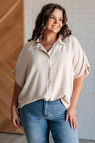 Jodifl Sweet Simplicity Button Down Blouse in Oatmeal Shirts & Tops