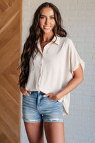 Jodifl Sweet Simplicity Button Down Blouse in Oatmeal Shirts & Tops